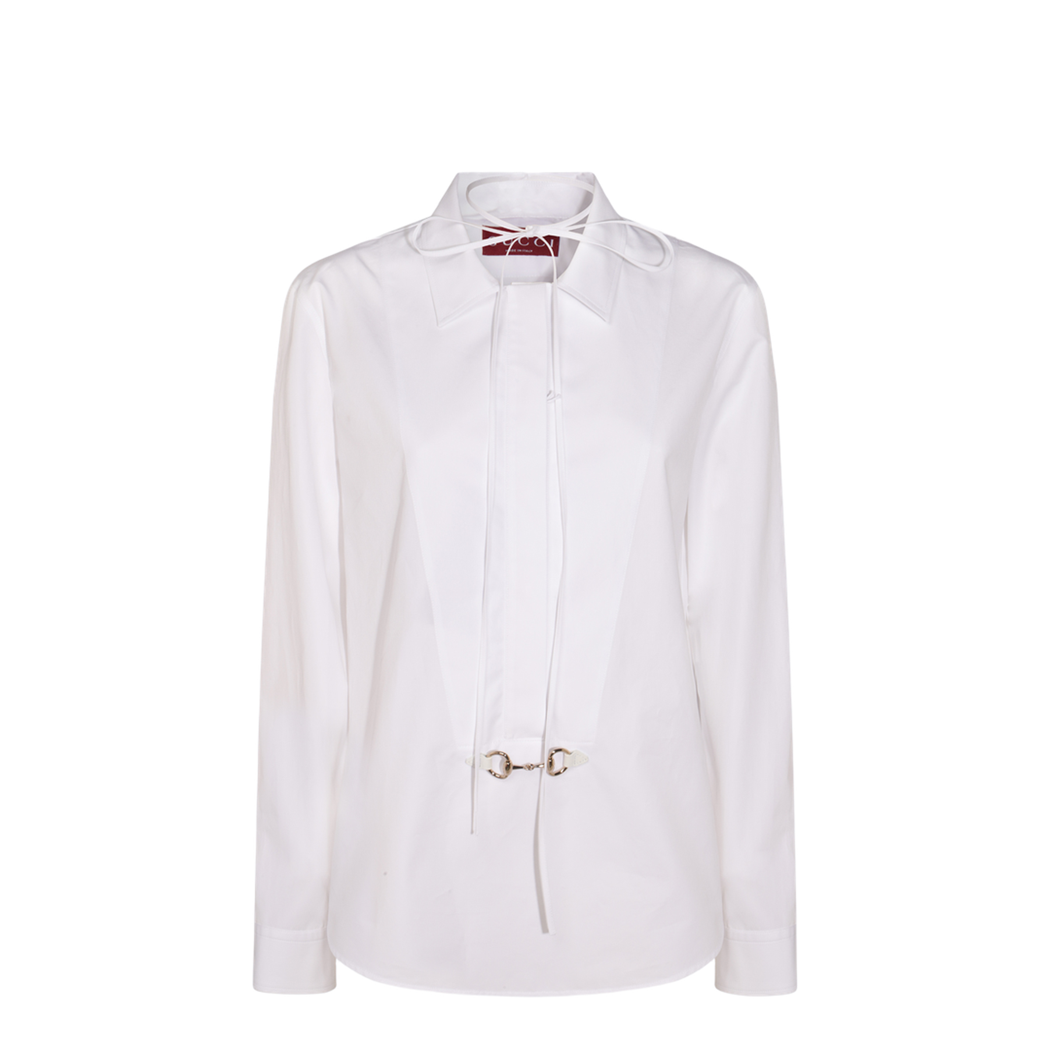Cotton Poplin Shirt with Horsebit in White - Image 2