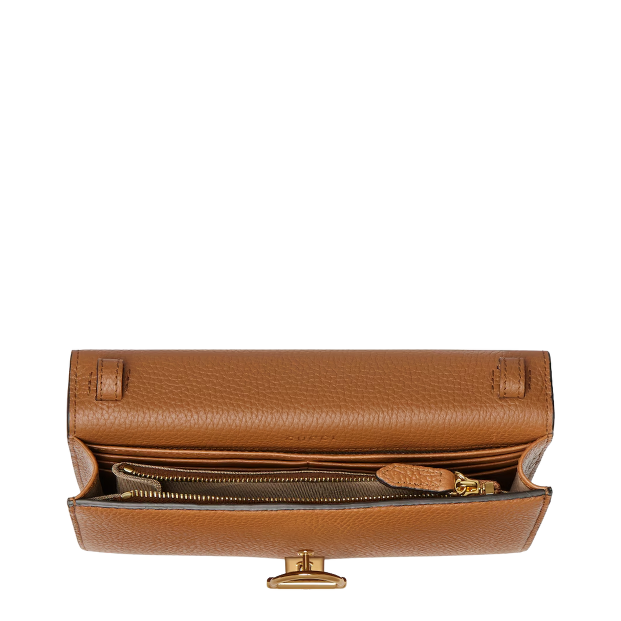 Half Horsebit Soft Grain Leather Wallet On Chain - Brown - Image 3
