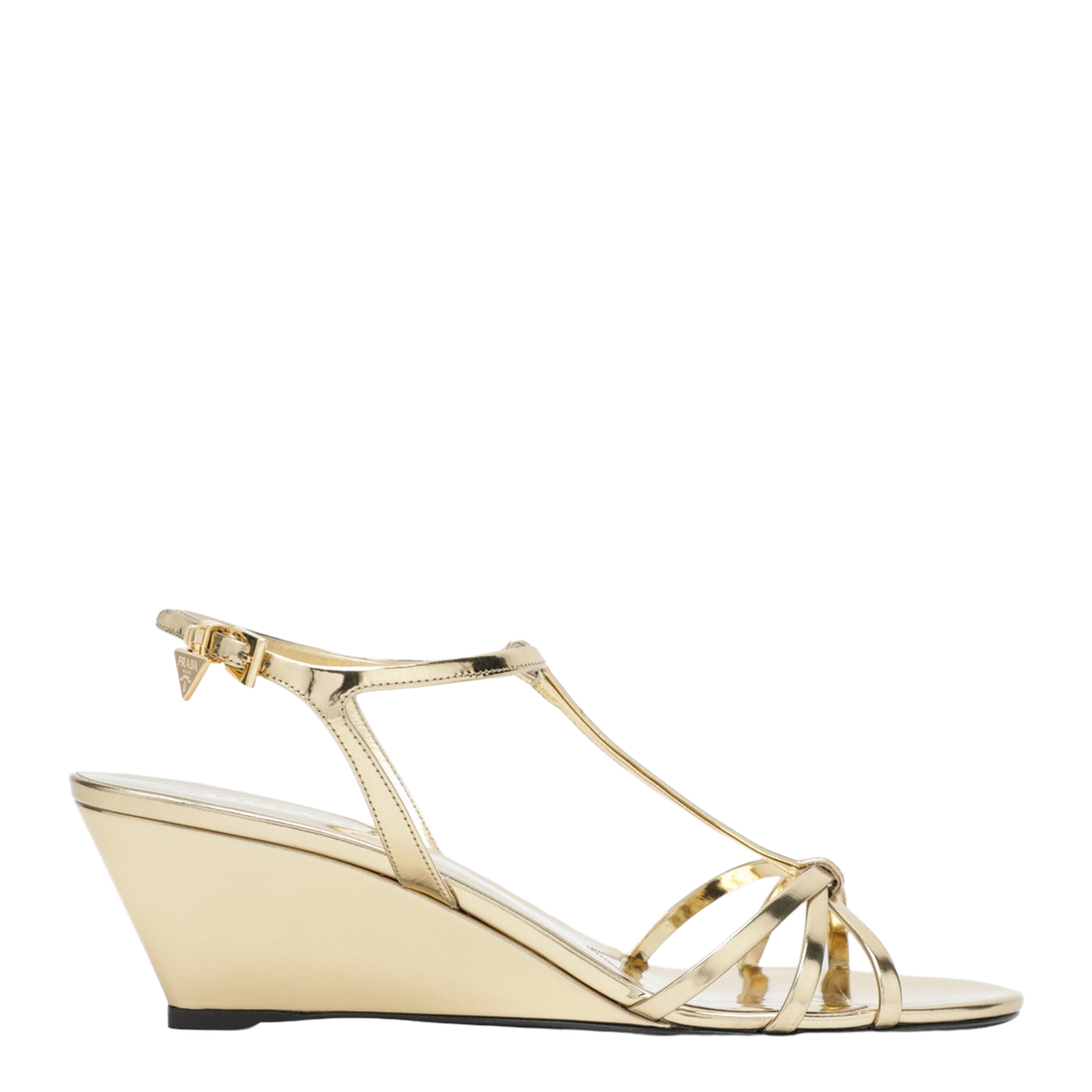 Platinum Leather Wedge Sandals - Image 1