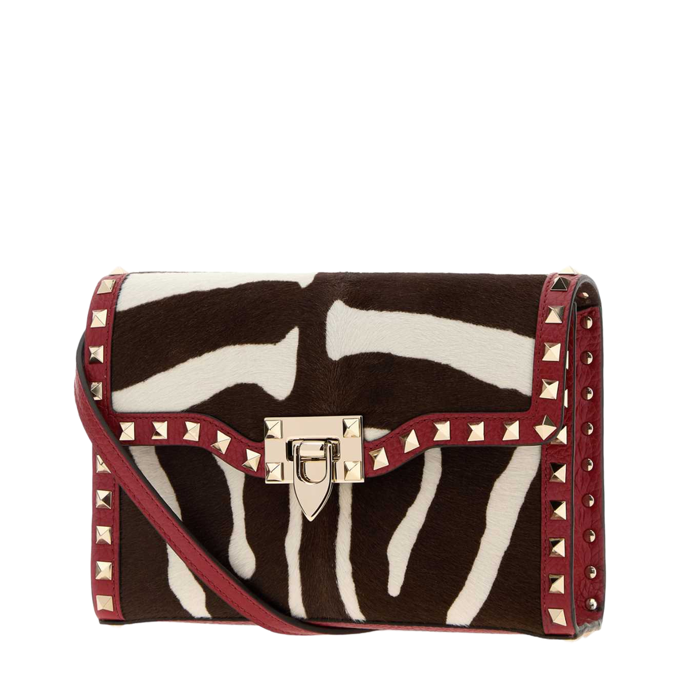 Printed Calf Hair Rockstud Crossbody Bag - Image 2