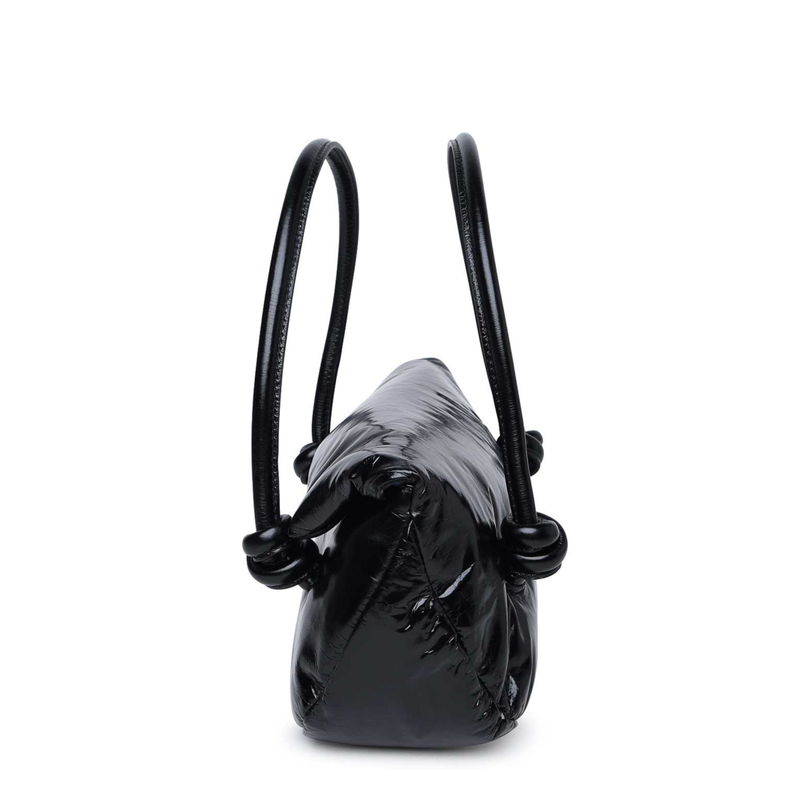 Knot Small Black Shoulder Bag With Laminated Logo In Patent Leather - Image 4
