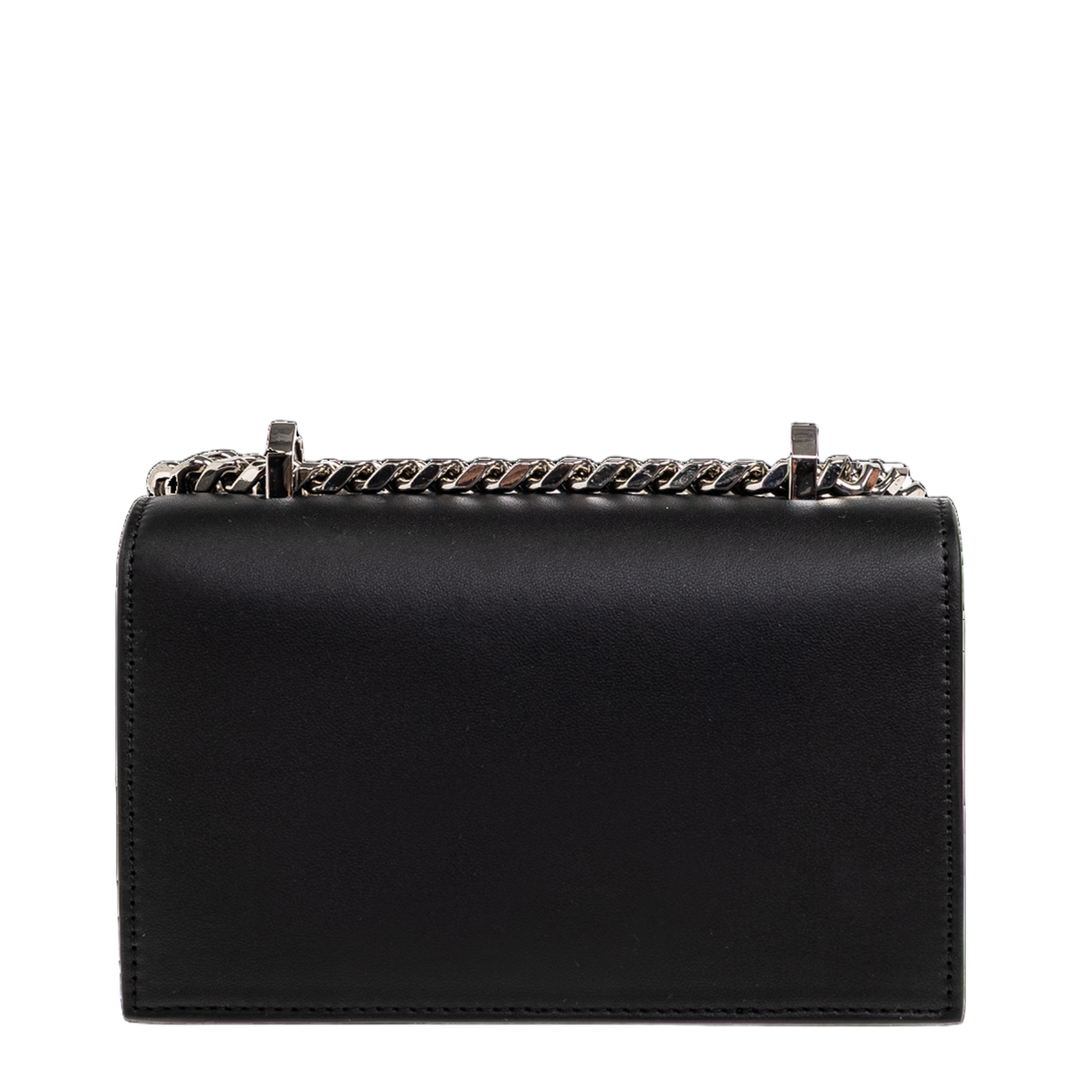 Jewelled Satchel Mini Calf Leather Satchel - Black/Silver - Image 3