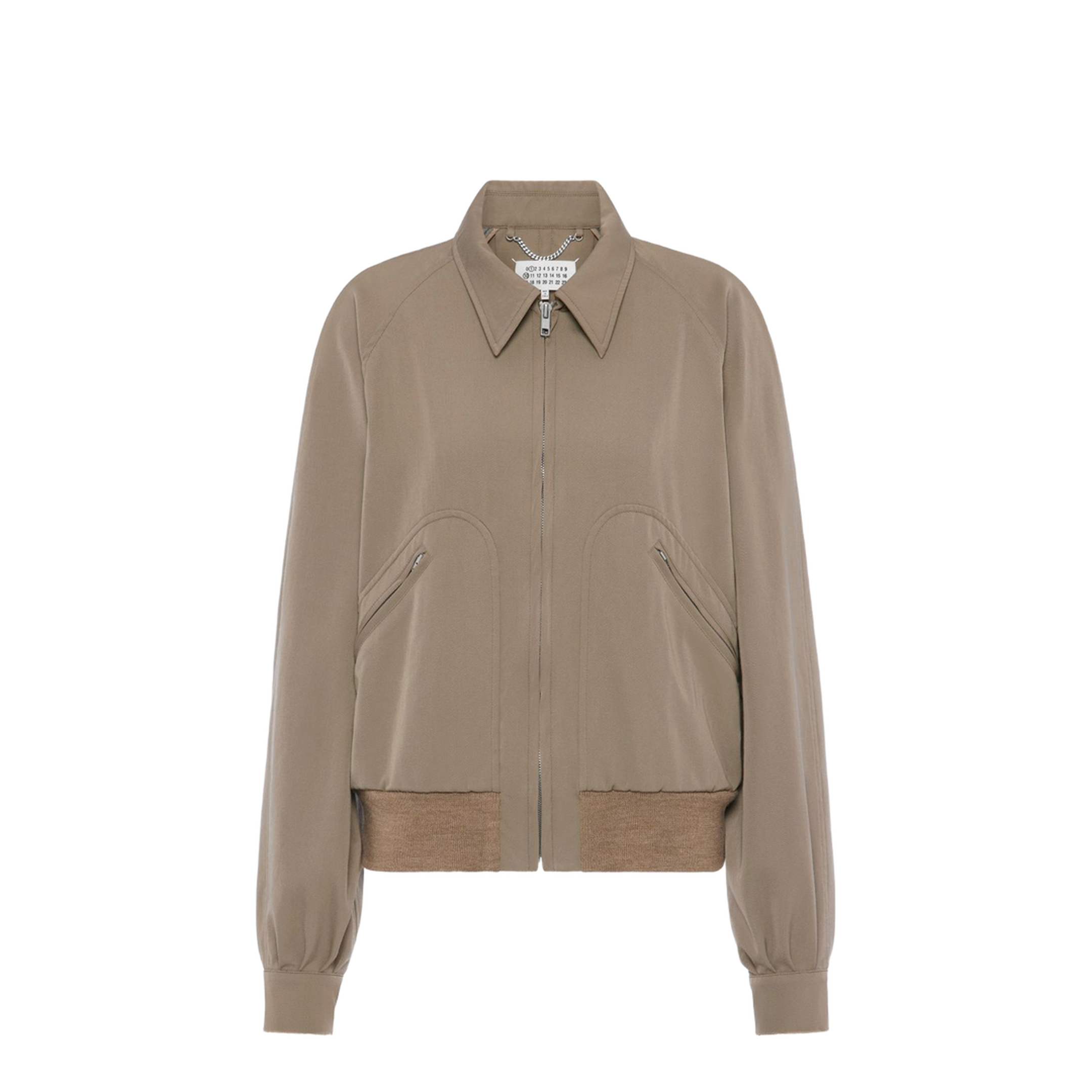 Beige Virgin Wool Zip-Up Jacket - Image 1