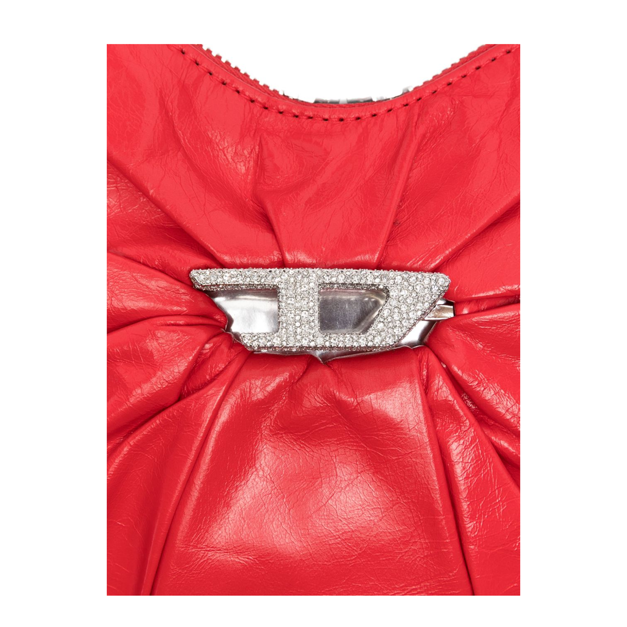 Scrunch-D-Heart Calf Leather Shoulder Bag - Red - Image 3