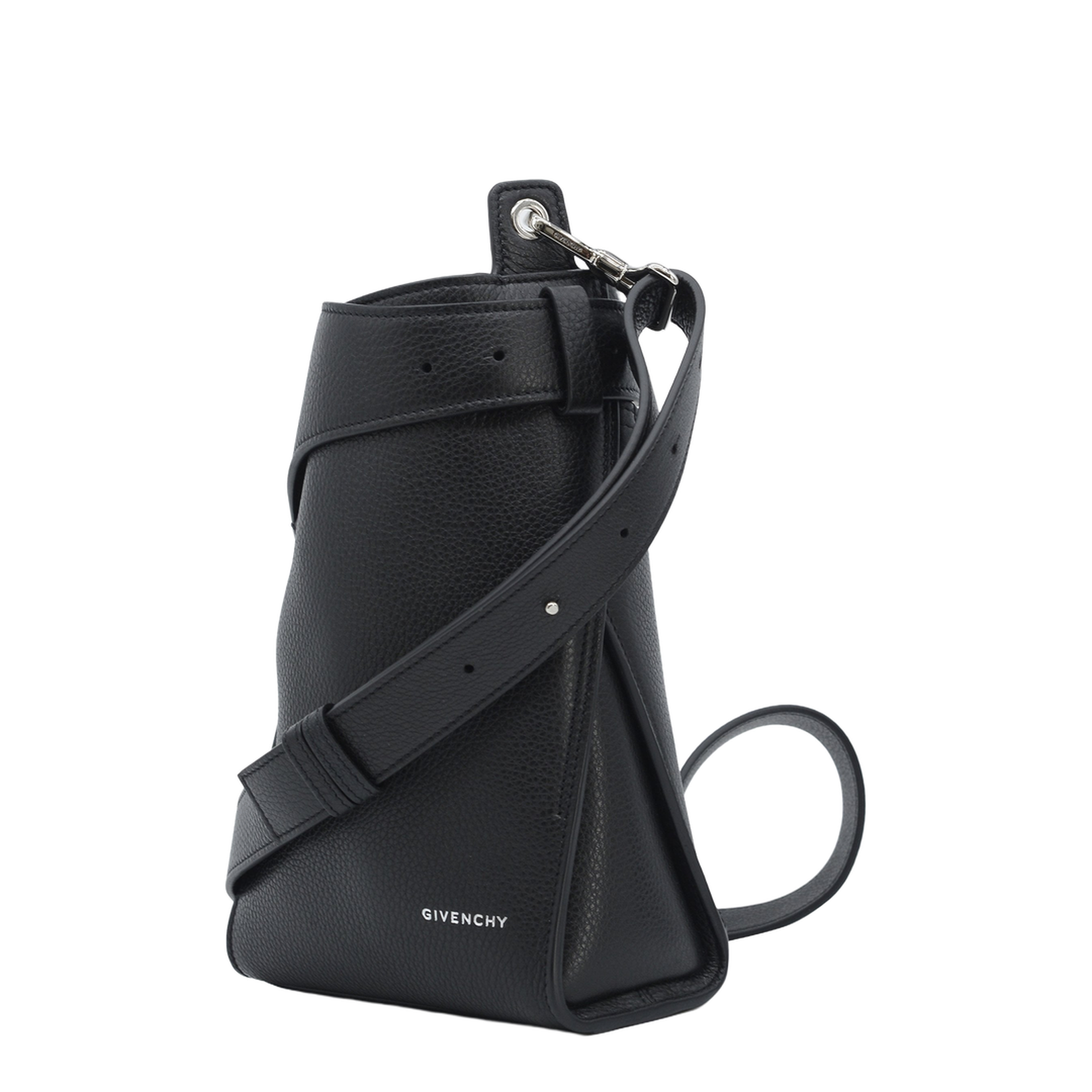 Small Belted Hobo Bag in Grained Leather - Image 2