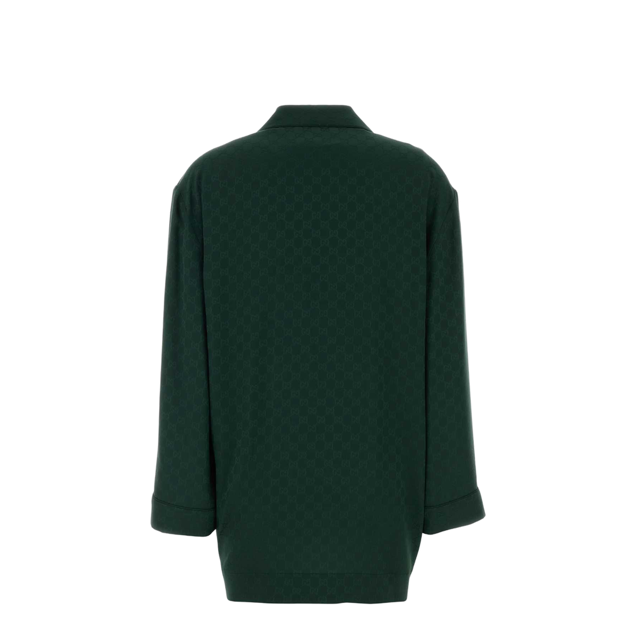 Silk Jacquard Shirt in Dark Green - Image 4
