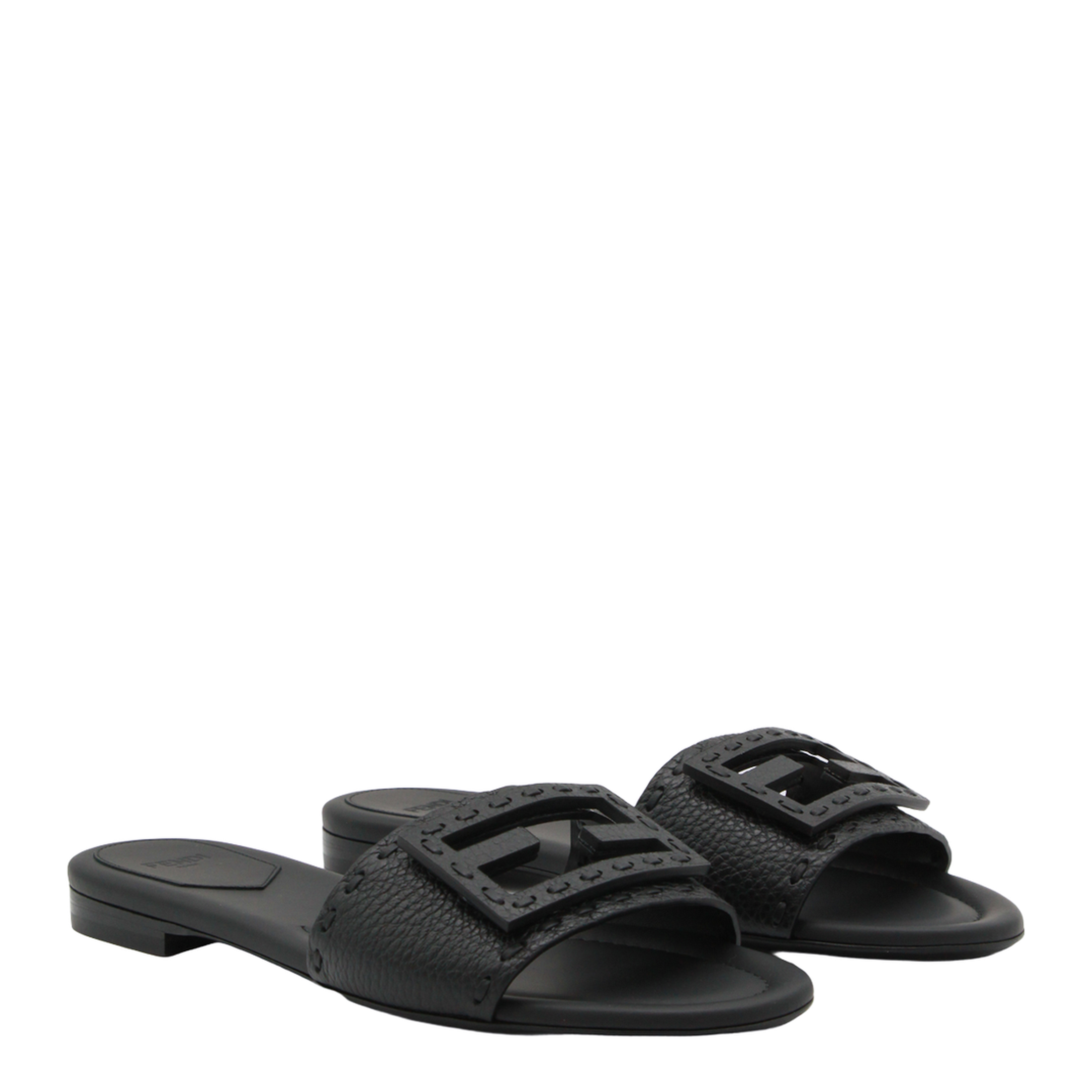 Black Leather Baguette Slides - Image 4