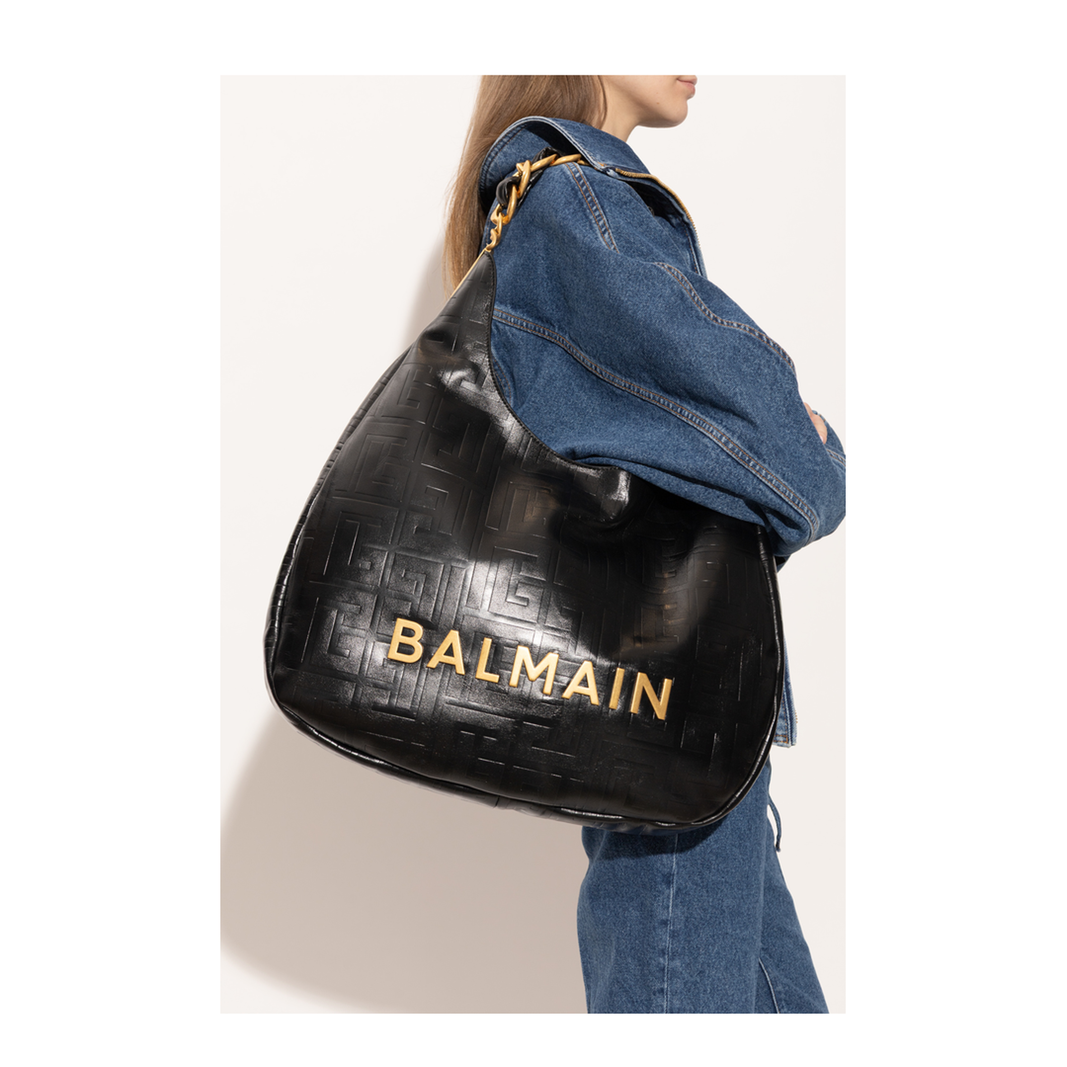 1945 Soft Hobo Crinkled Leather Tote Bag - Black - Image 2