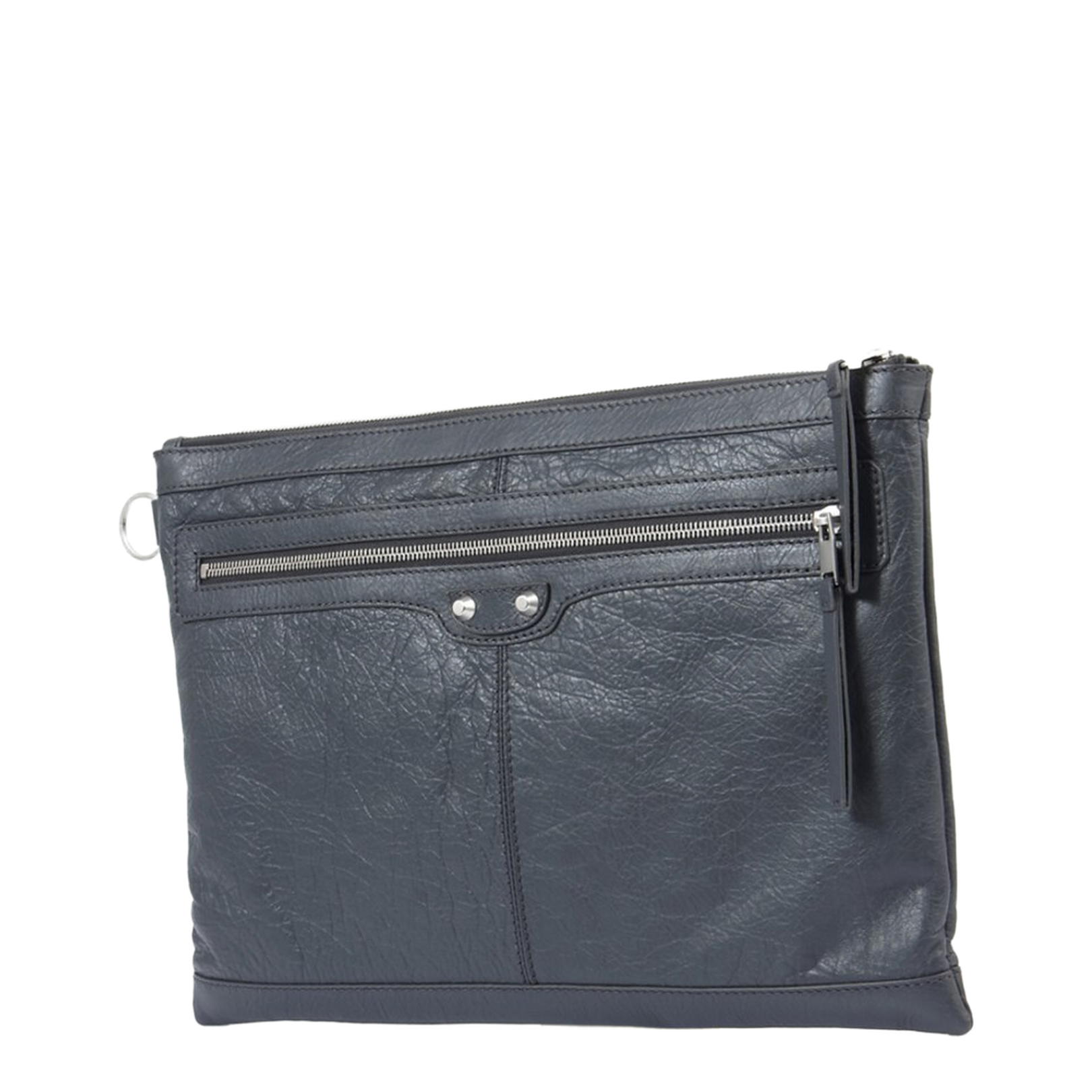 Dark Gray Zip Logo Clutch Bag - Image 2