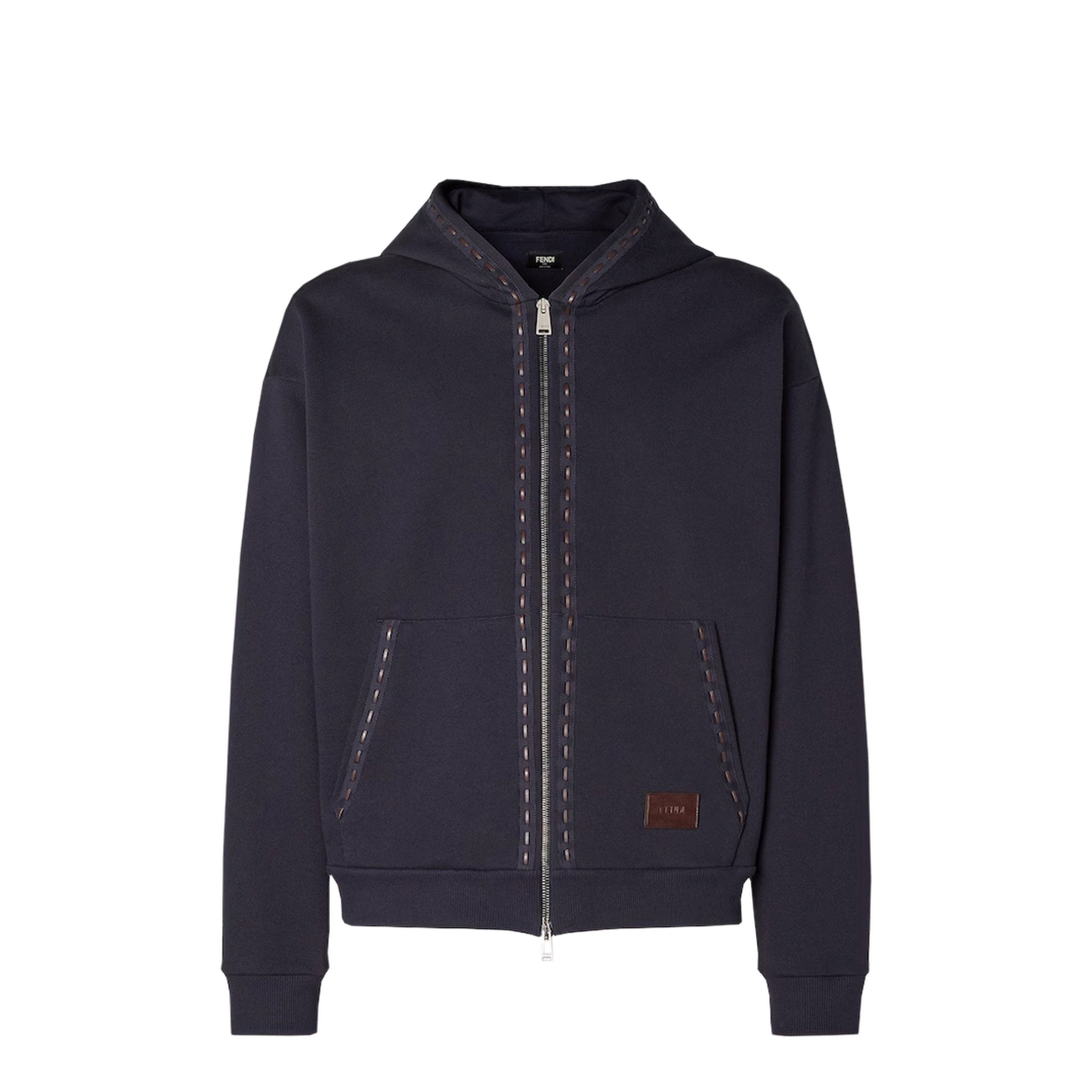 Navy Blue Cotton Zip-Up Hoodie - Image 1
