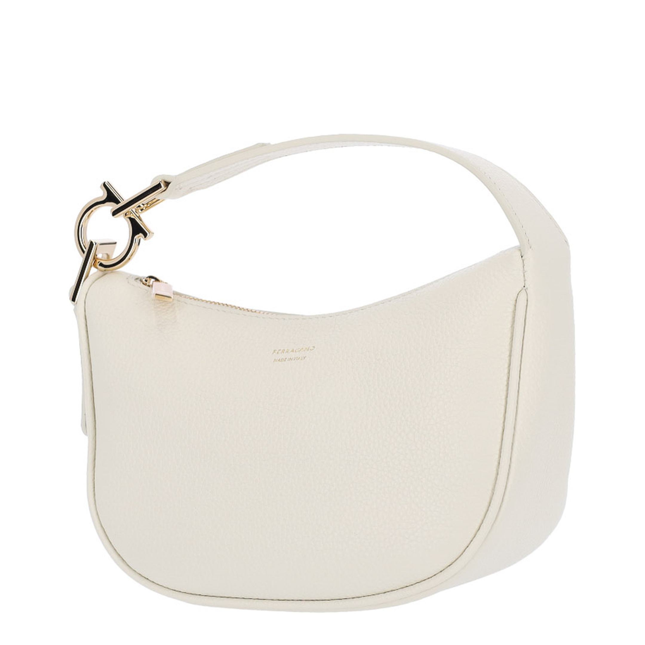 North-South Mini Calf Leather Hobo Bag - Off-White - Image 3