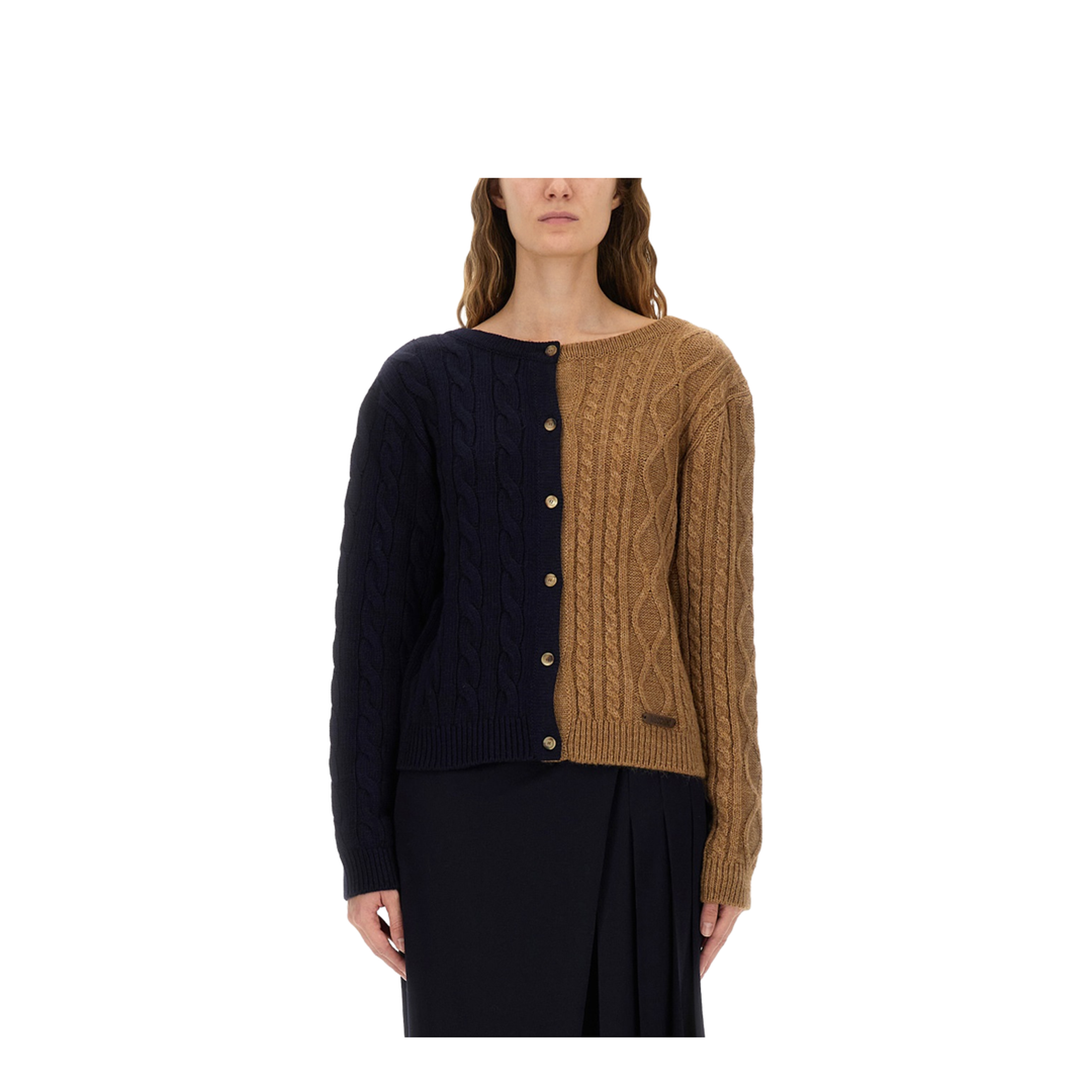 Two-Tone Alpaca Blend Cardigan - Image 1