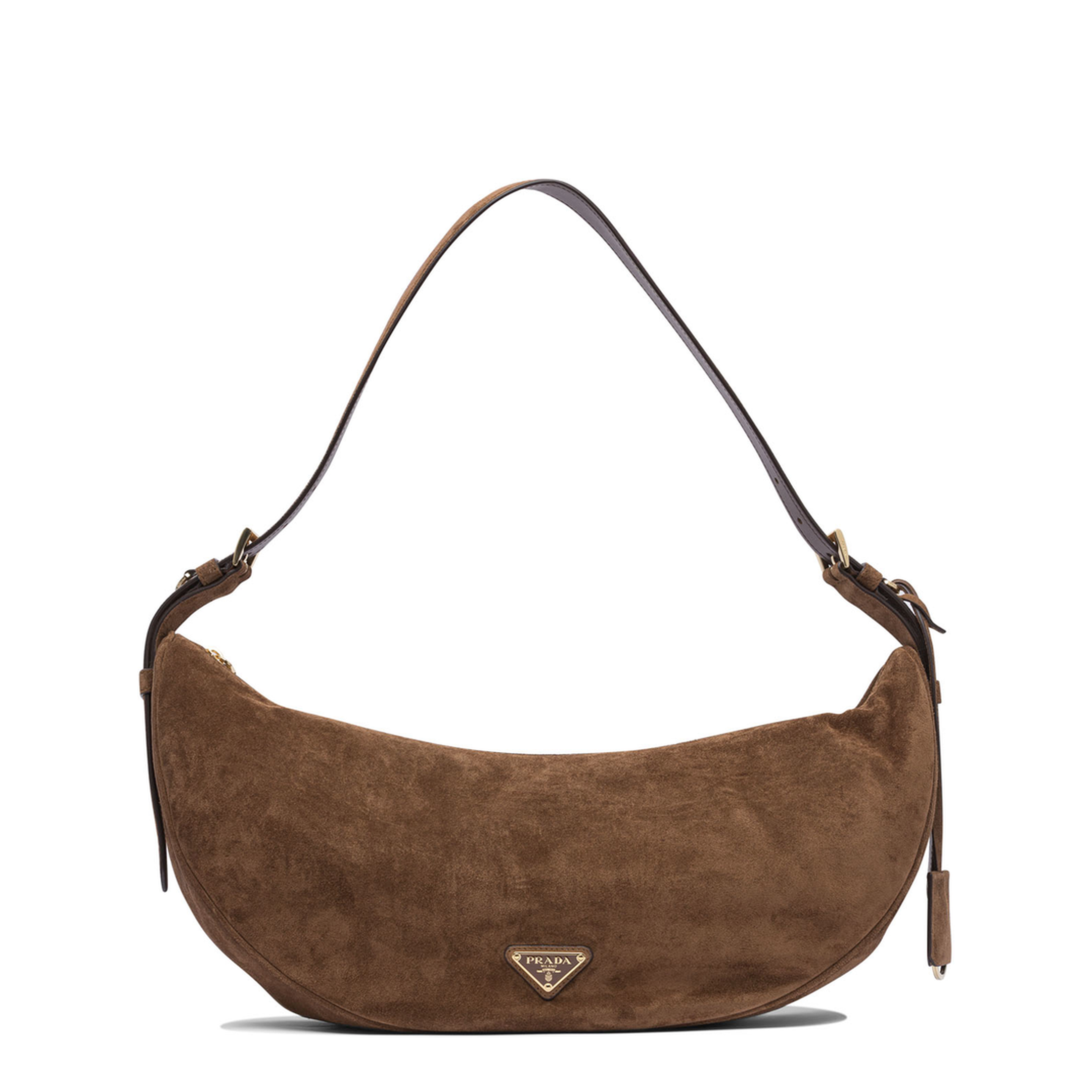 Demi-Lune Large Suede Shoulder Bag - Cocoa Brown - Image 1