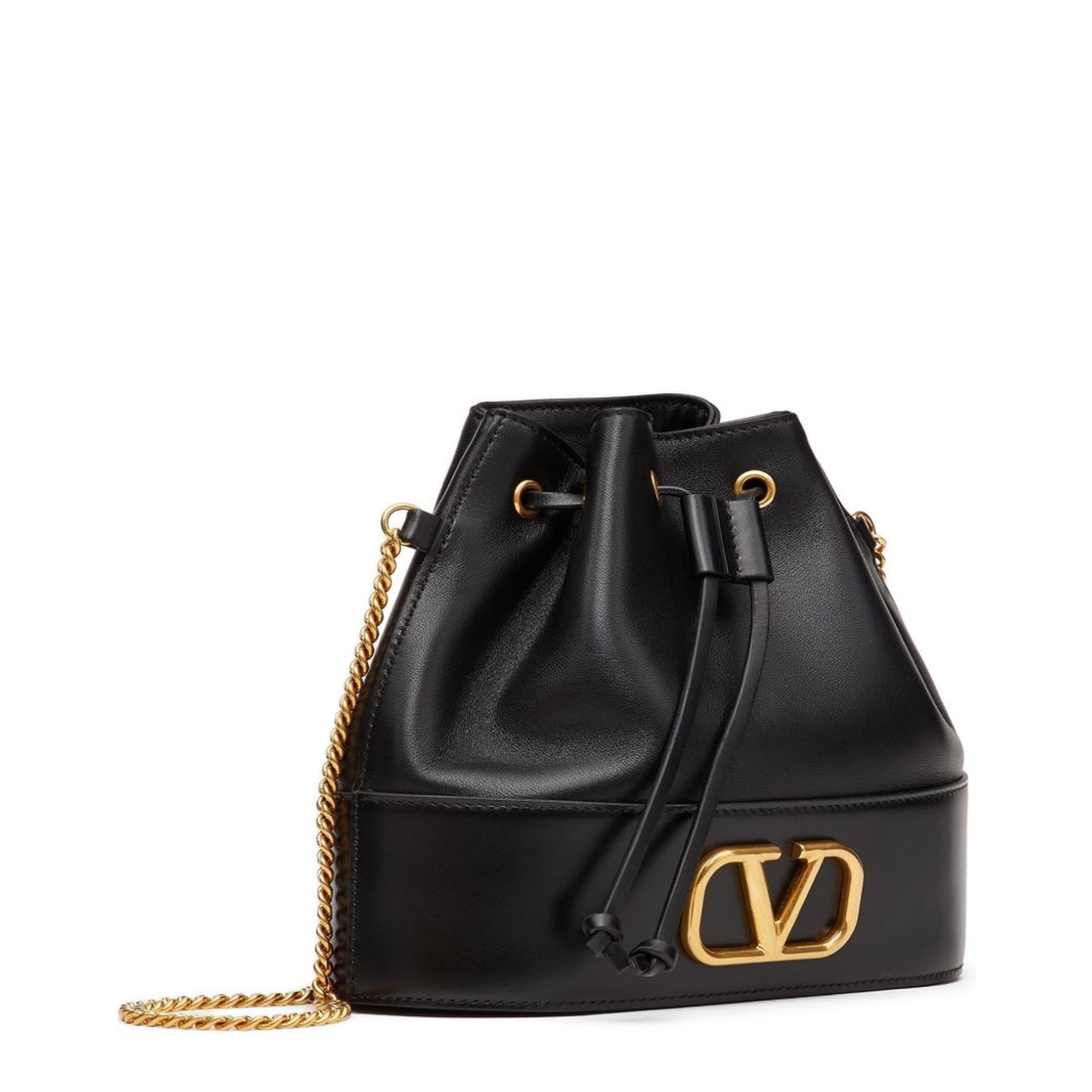 VLogo Signature Mini Nappa Leather Bucket Bag - Black - Image 5