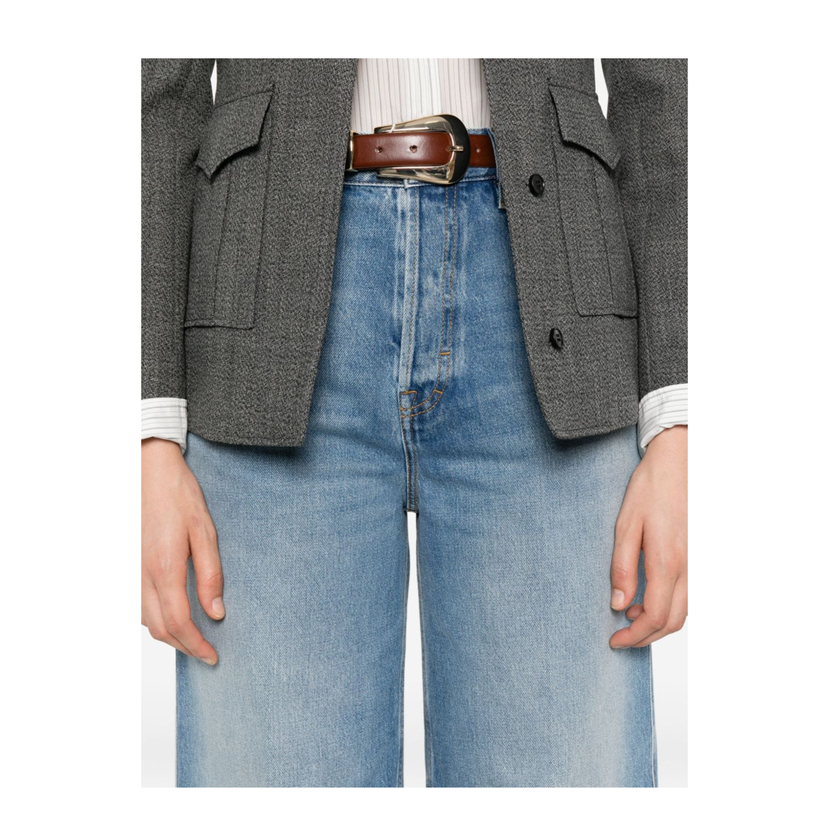 Wide Leg Denim Pants in Light Blue - Image 4