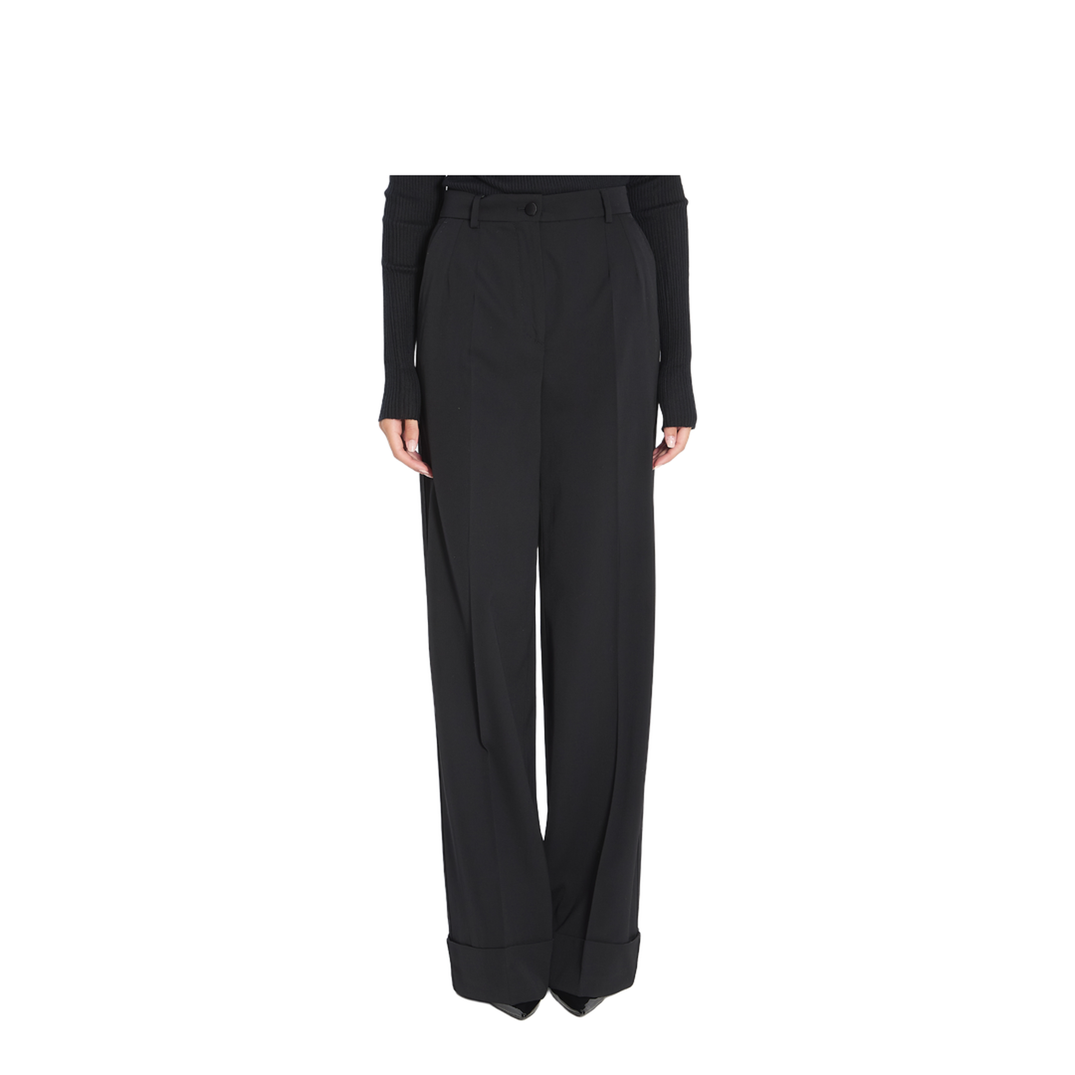 Bi-stretch Wool Trousers in Black - Image 1