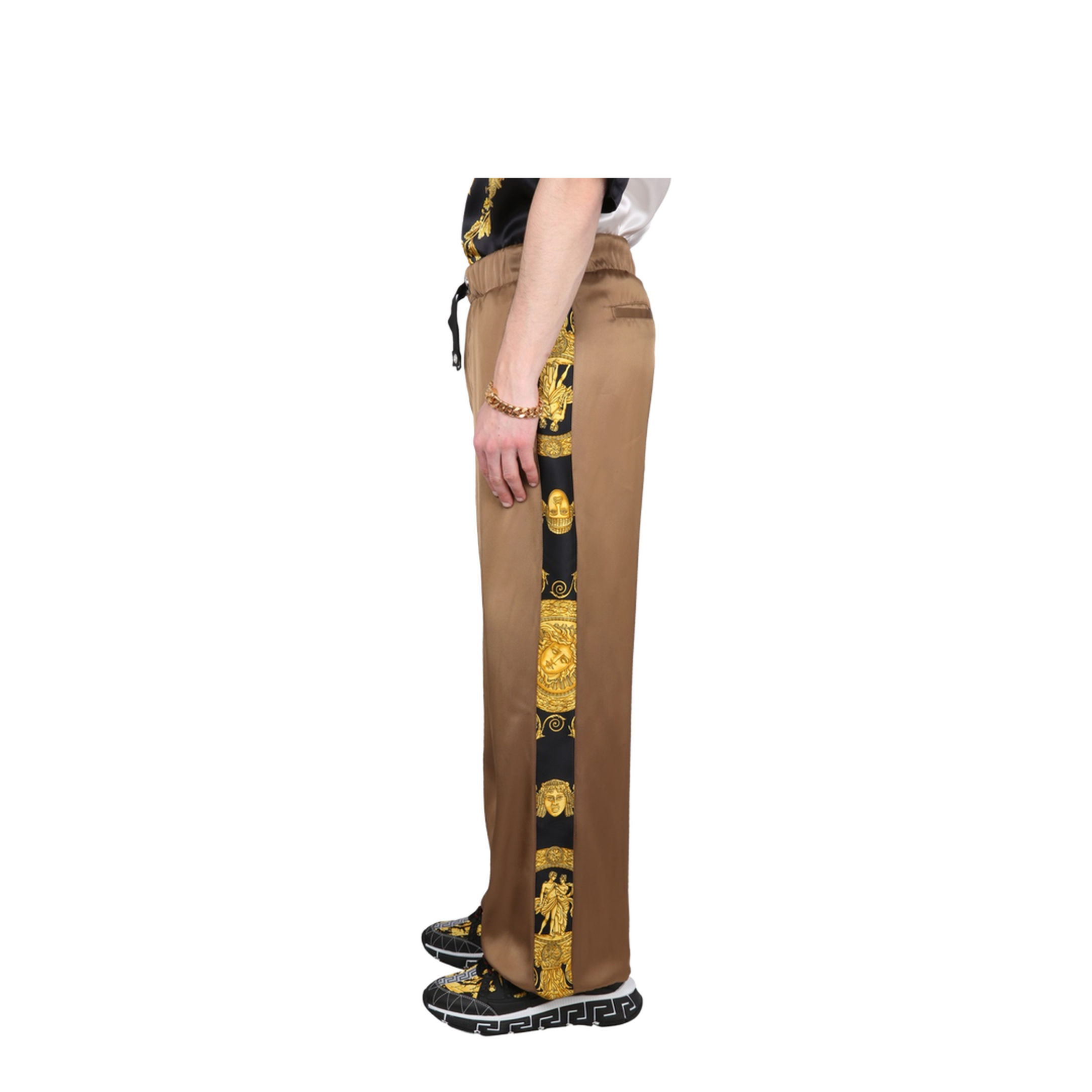 Barocco Print Track Pants Brown - Image 3