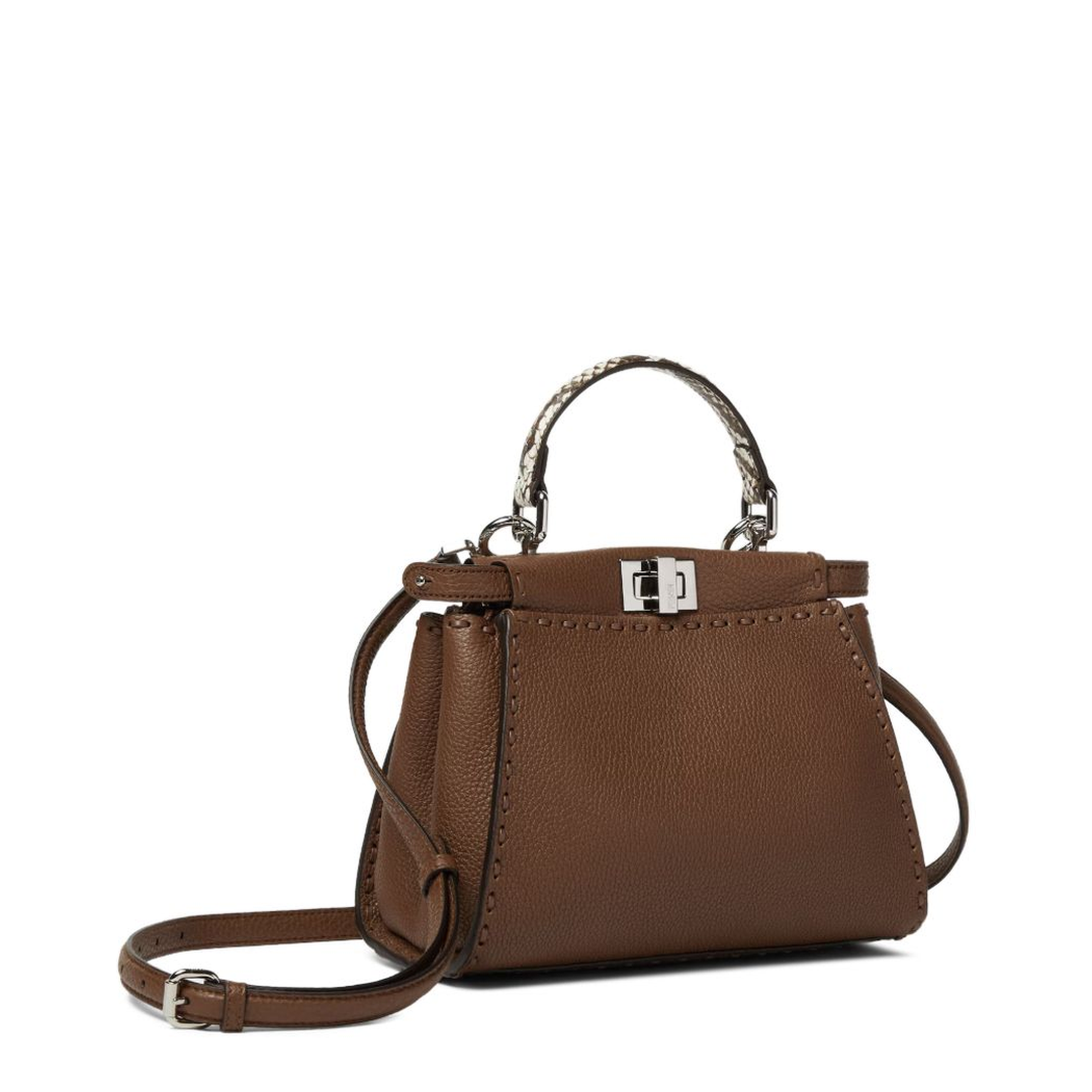 Peekaboo Mini Calfskin Top-Handle Bag - Hazelnut - Image 4