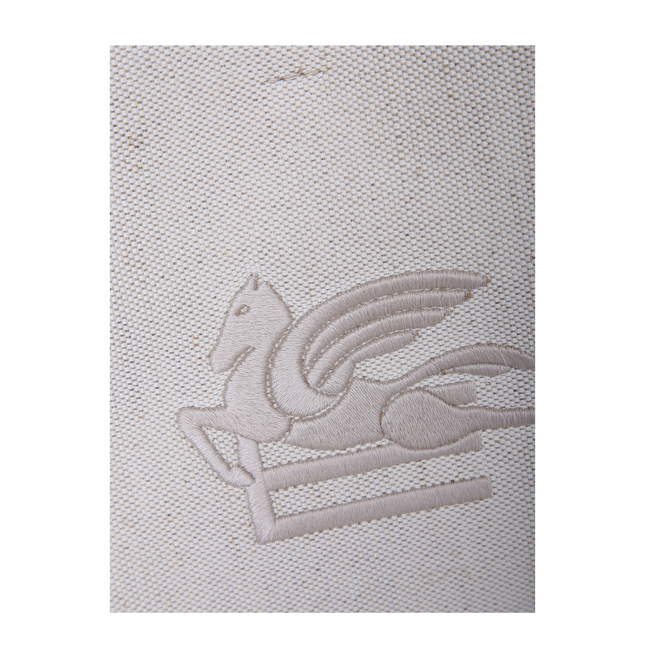 Beige Canvas Fabric. Blue Leather Details. Braided Handles. - Image 2