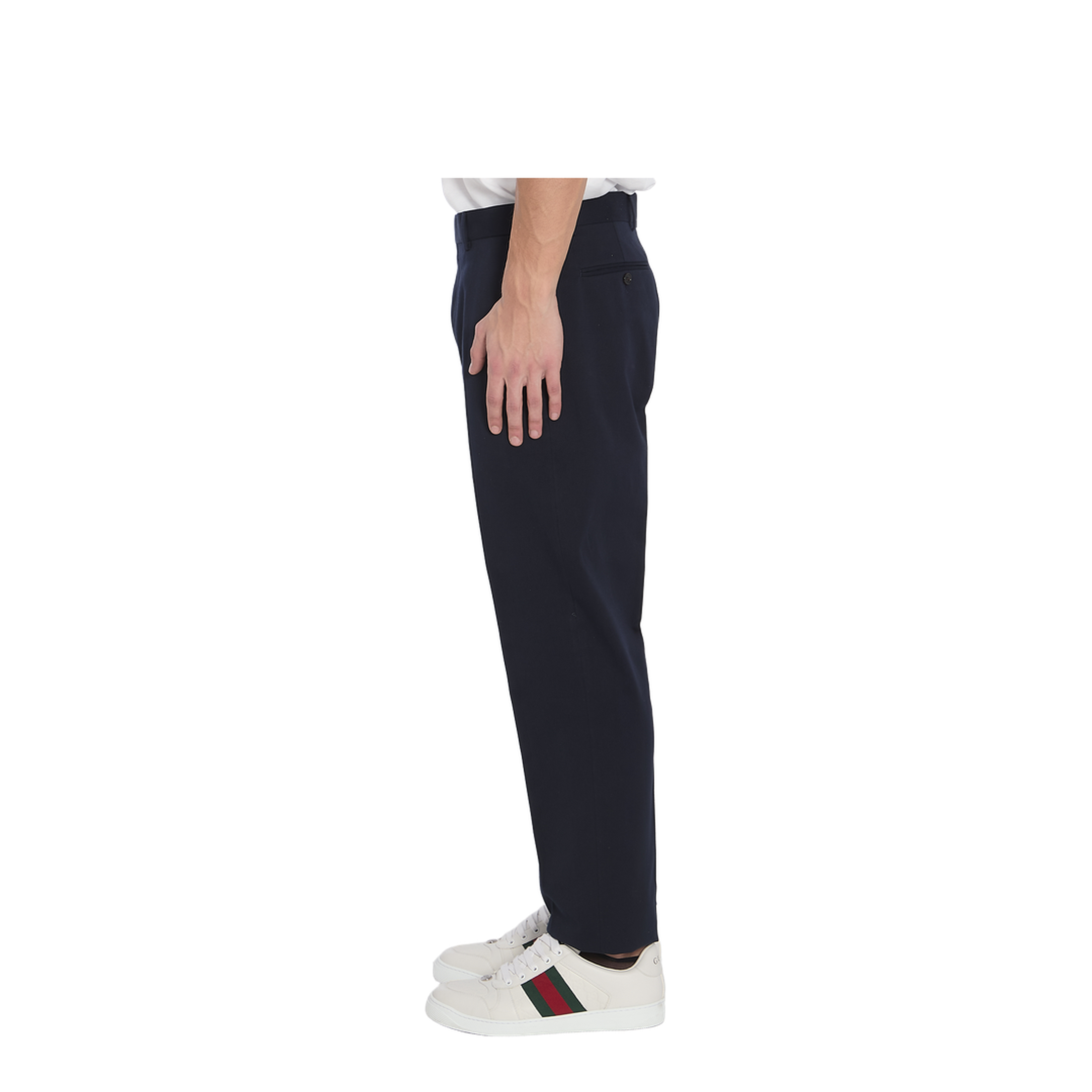Cotton Gabardine Pant with Web in Blue - Image 3