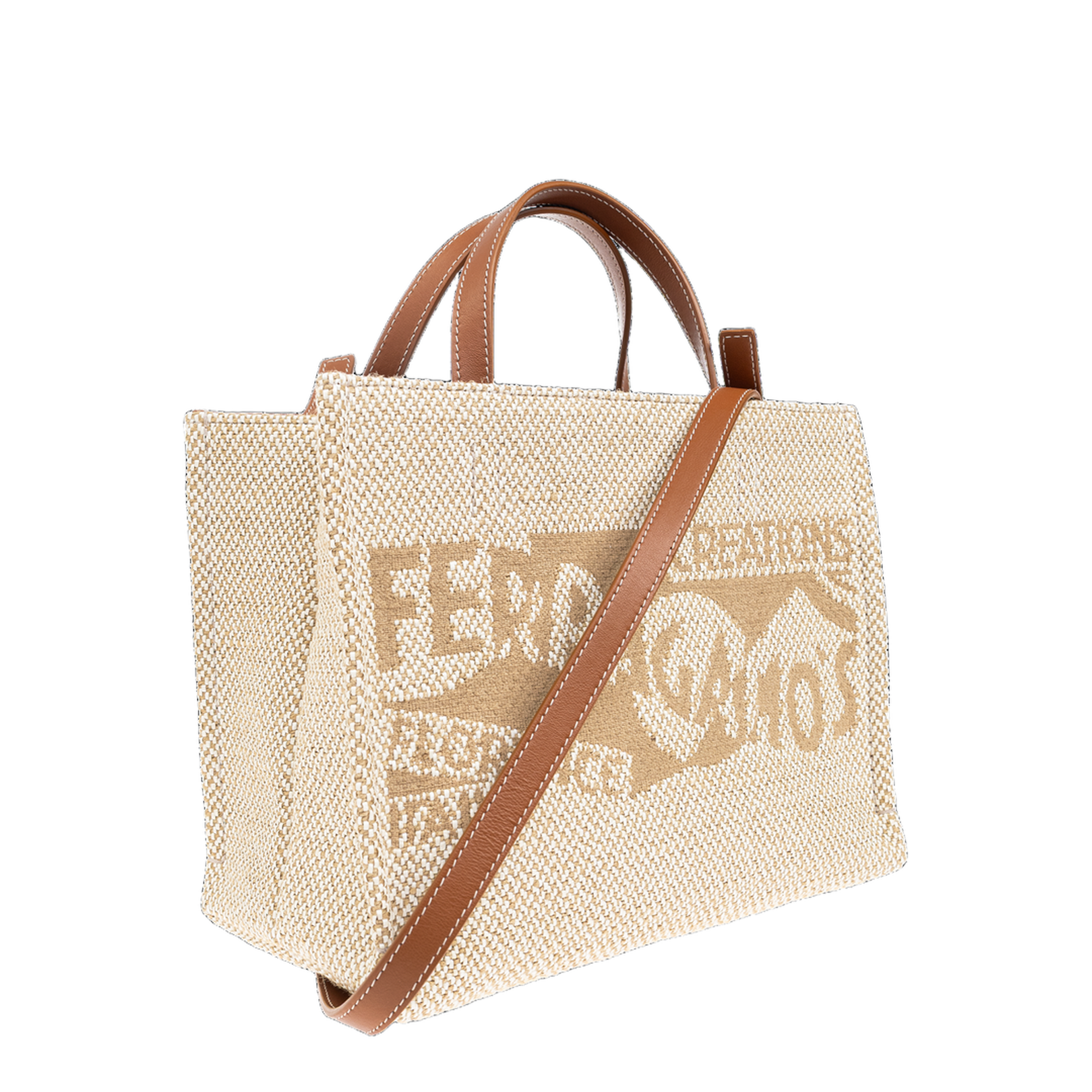Sign Small Shopper Fabric Tote - Camel/White - Image 3