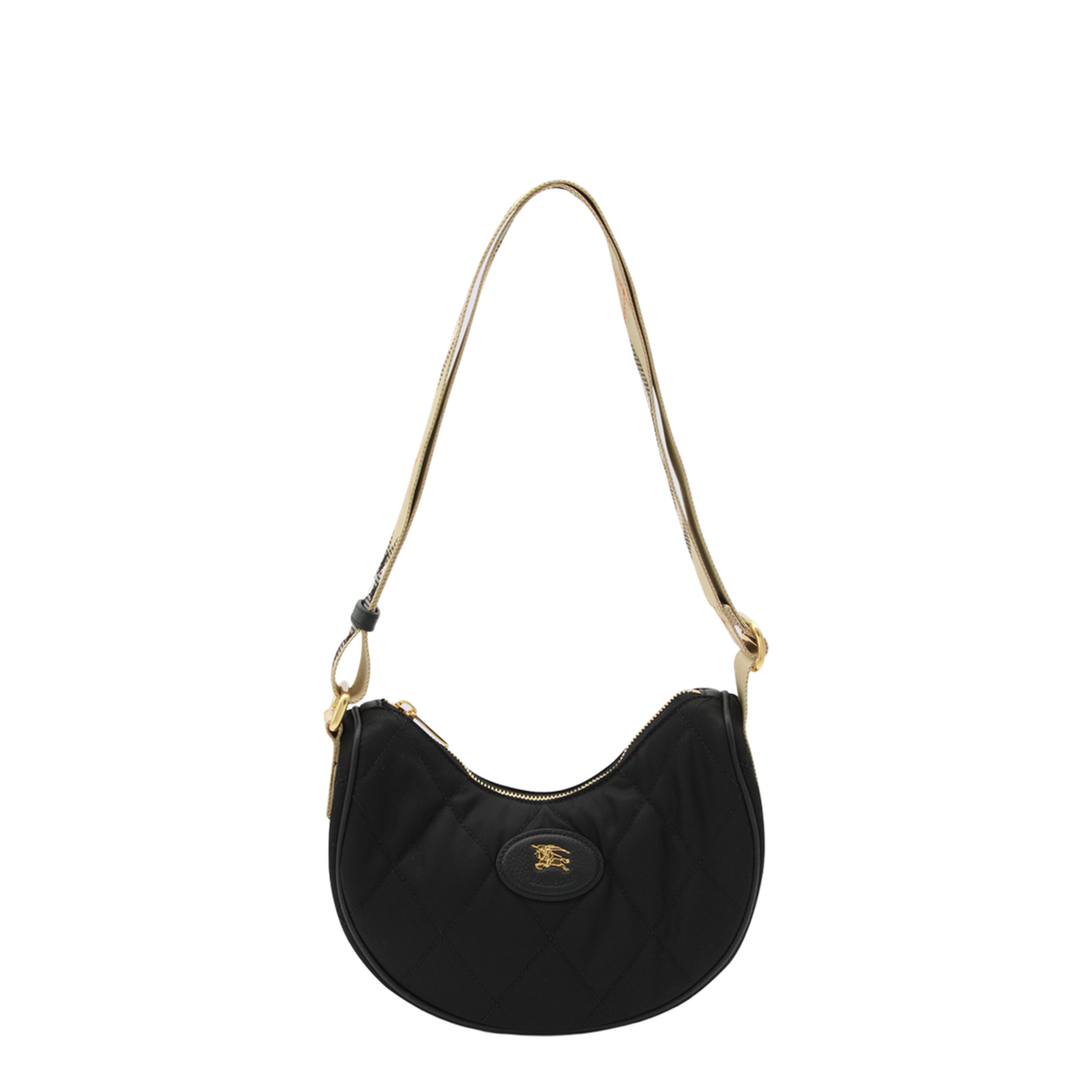 Horseshoe Nylon Crossbody Bag - Black - Image 1