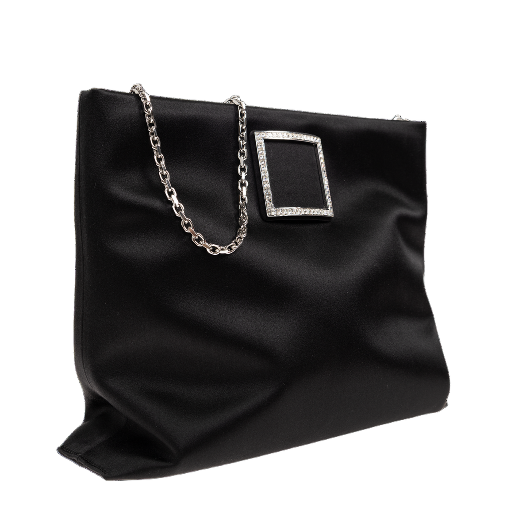 Trompette Silk Blend Satin Clutch - Black - Image 4