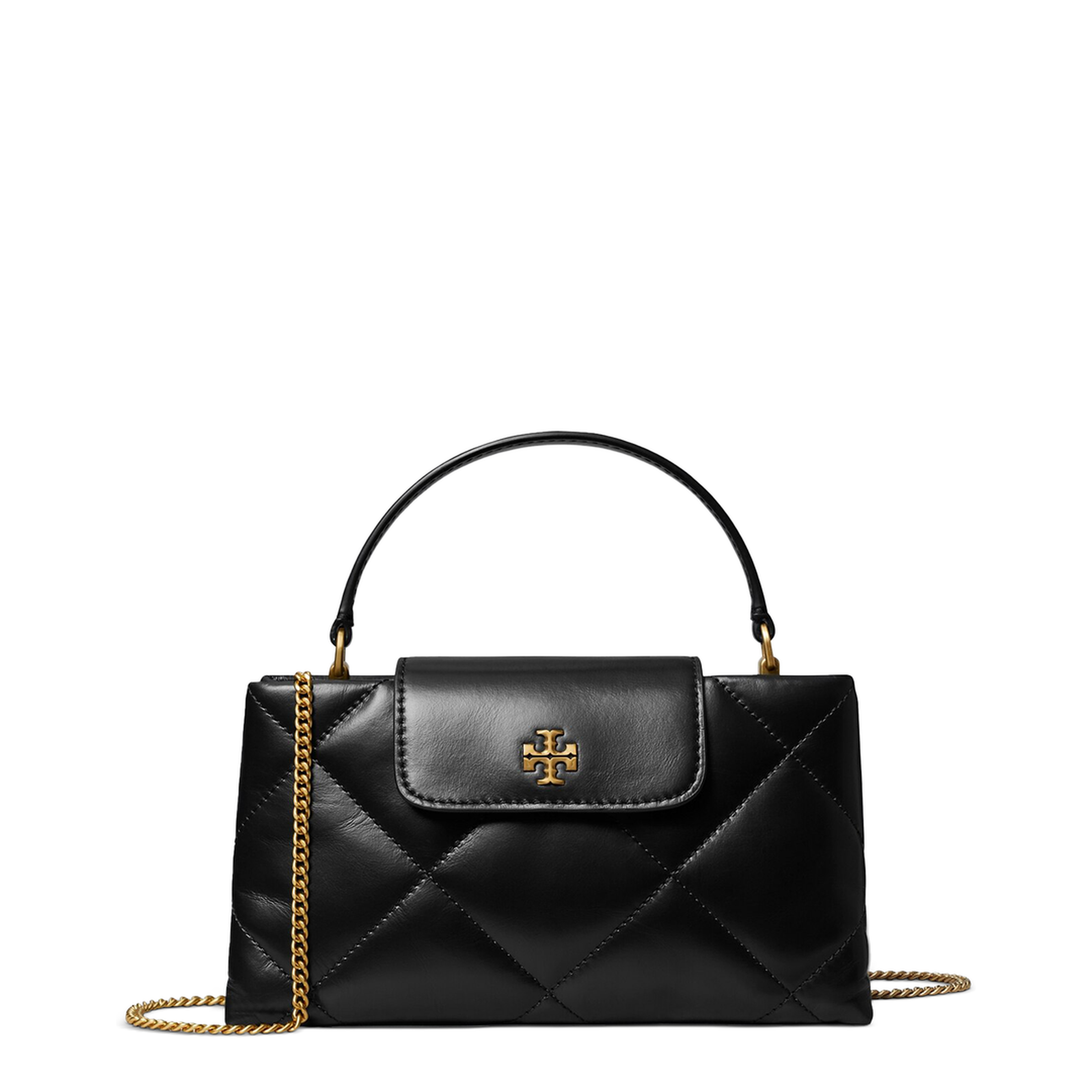 Diamond Quilted Chain Shoulder Bag - Black - Image 2