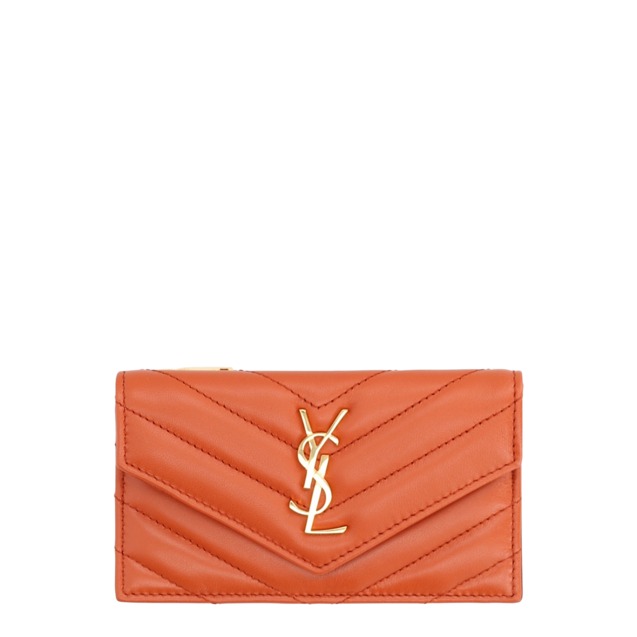 Cassandre Fragments Flap Card Case in Lambskin Dark Mandarin - Image 1