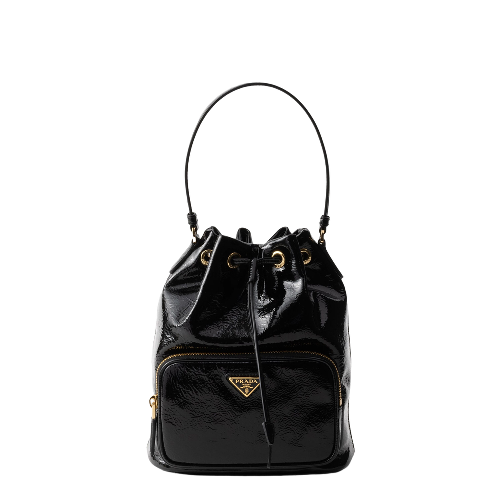 Duet Medium Naplak Patent Leather Bucket Bag - Nero - Image 1