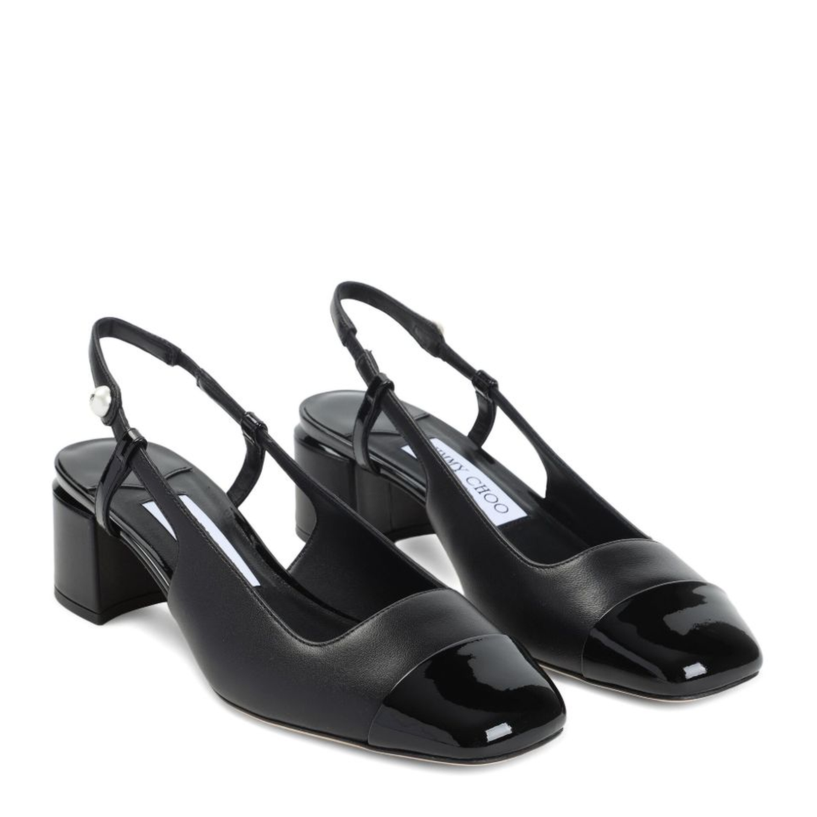 Black Nappa and Patent Leather Pumps - Image 3