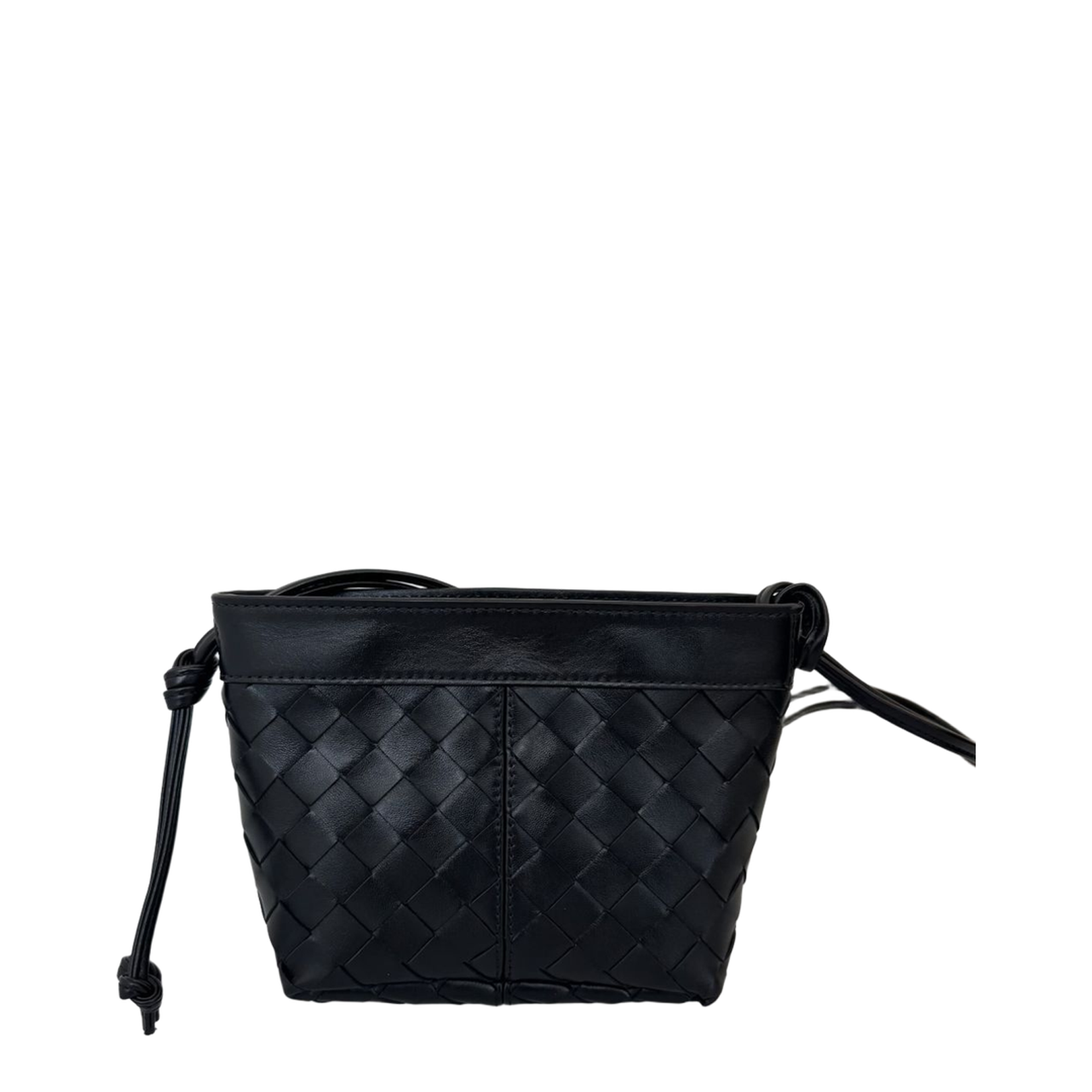 Intrecciato Small Leather Shoulder Bags - Black - Image 1