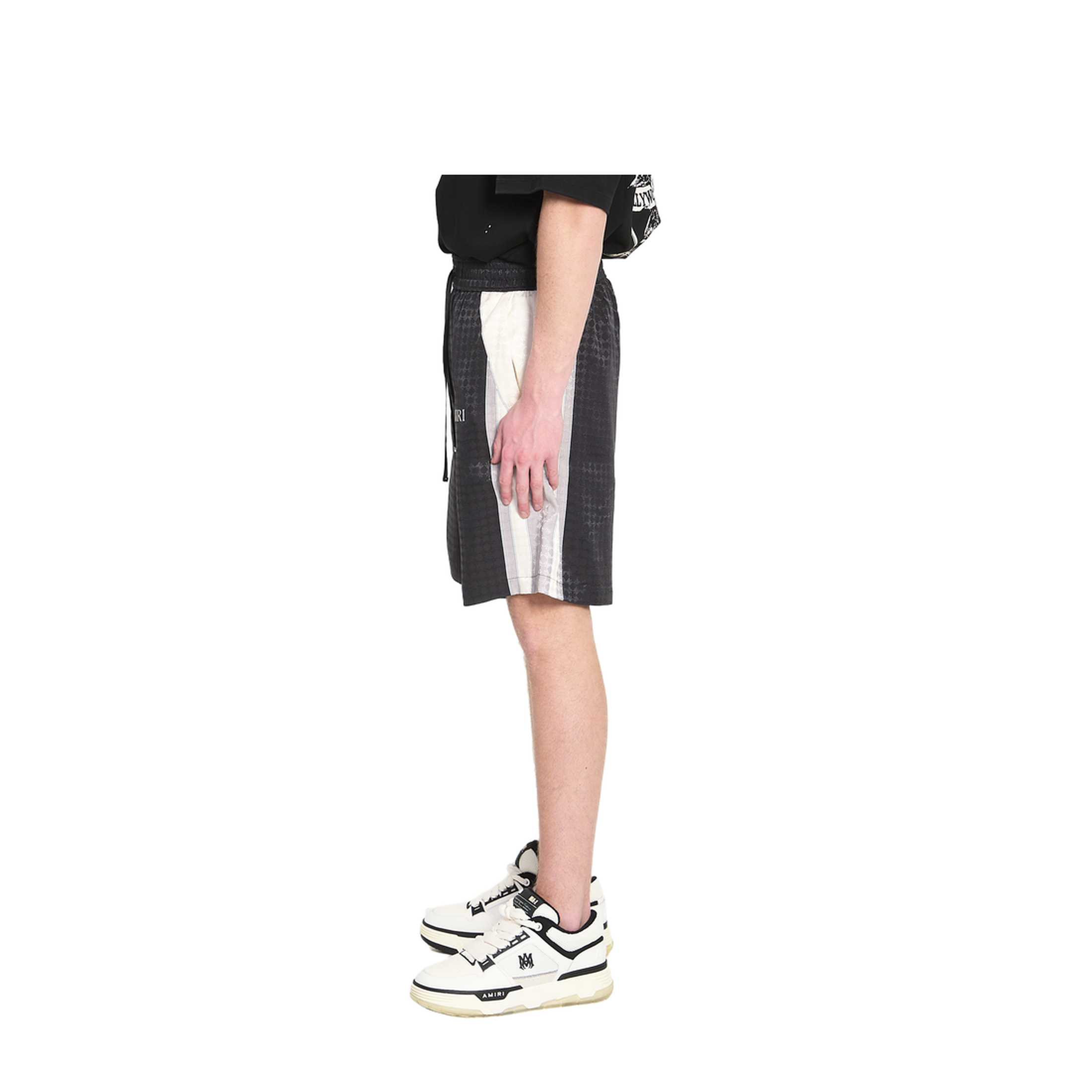 Black Ma Quad Drawstring Patterned Shorts - Image 3