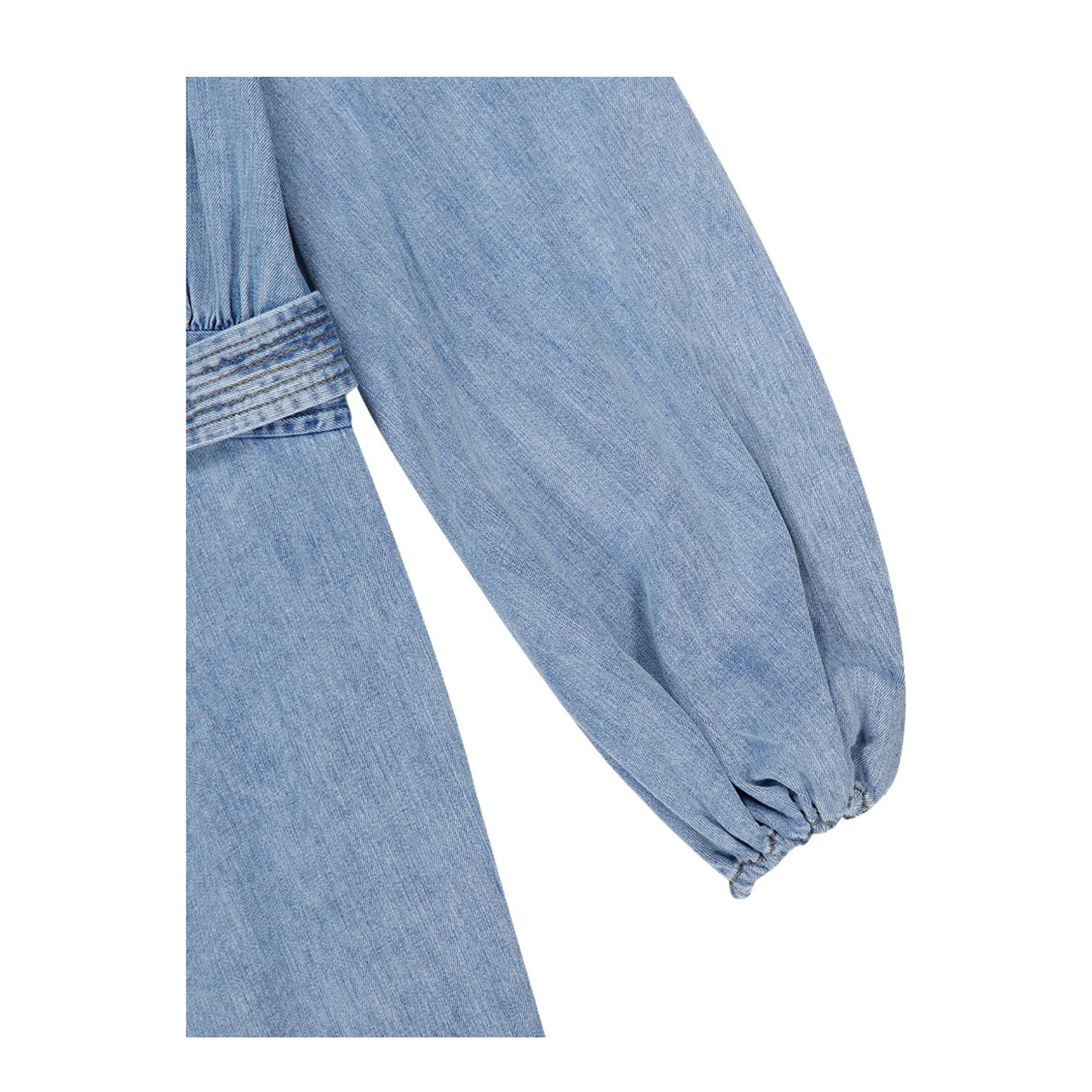Indra Denim Wrap Midi Dress - Image 3