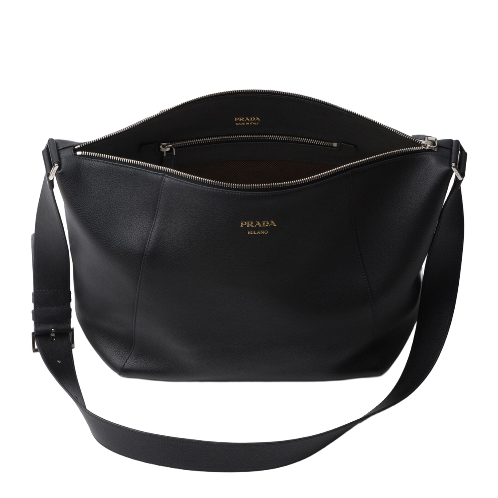 Large Leather Shoulder Bag - Black - Image 4