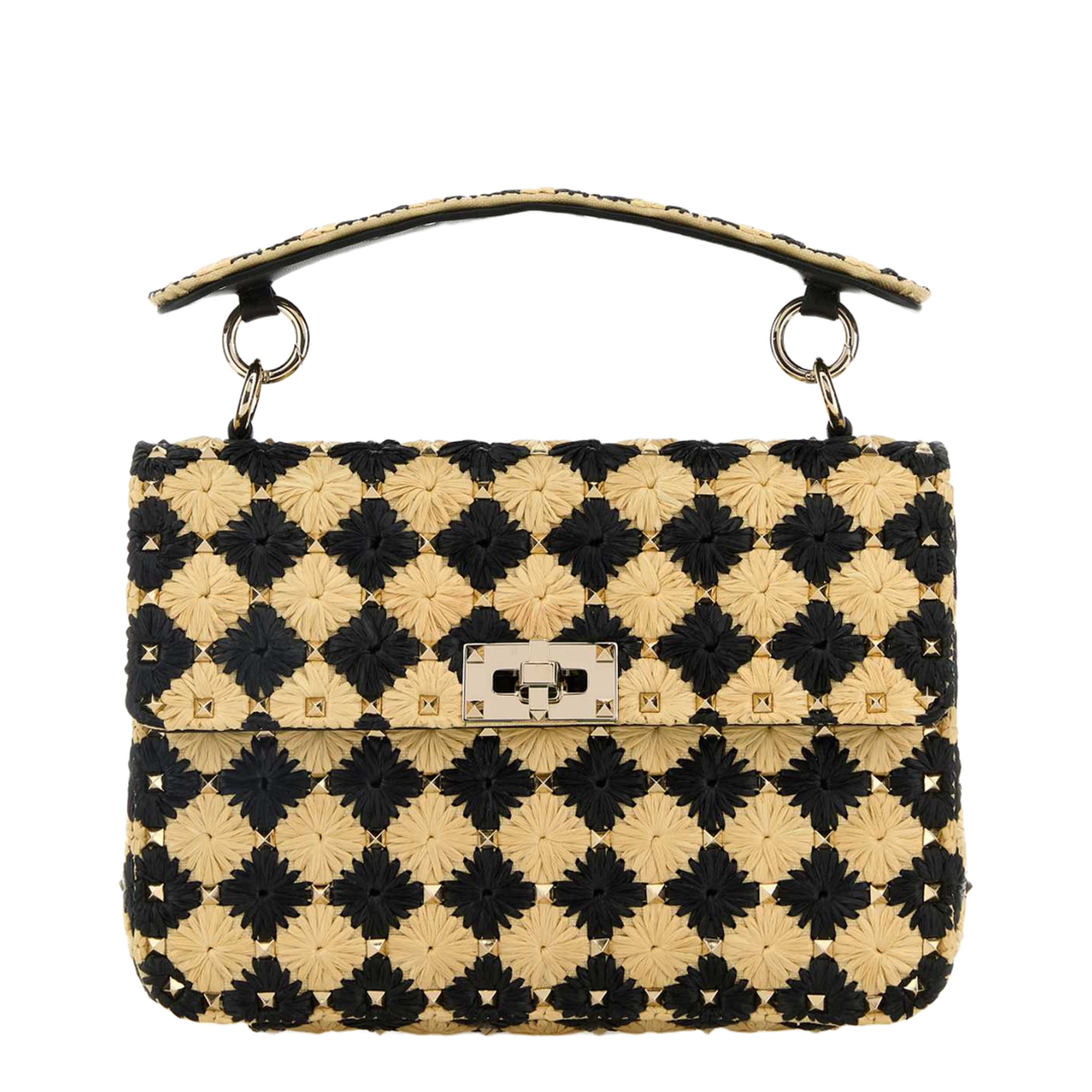 Rockstud Spike Medium Polyester Handbag - Naturale/Nero - Image 1