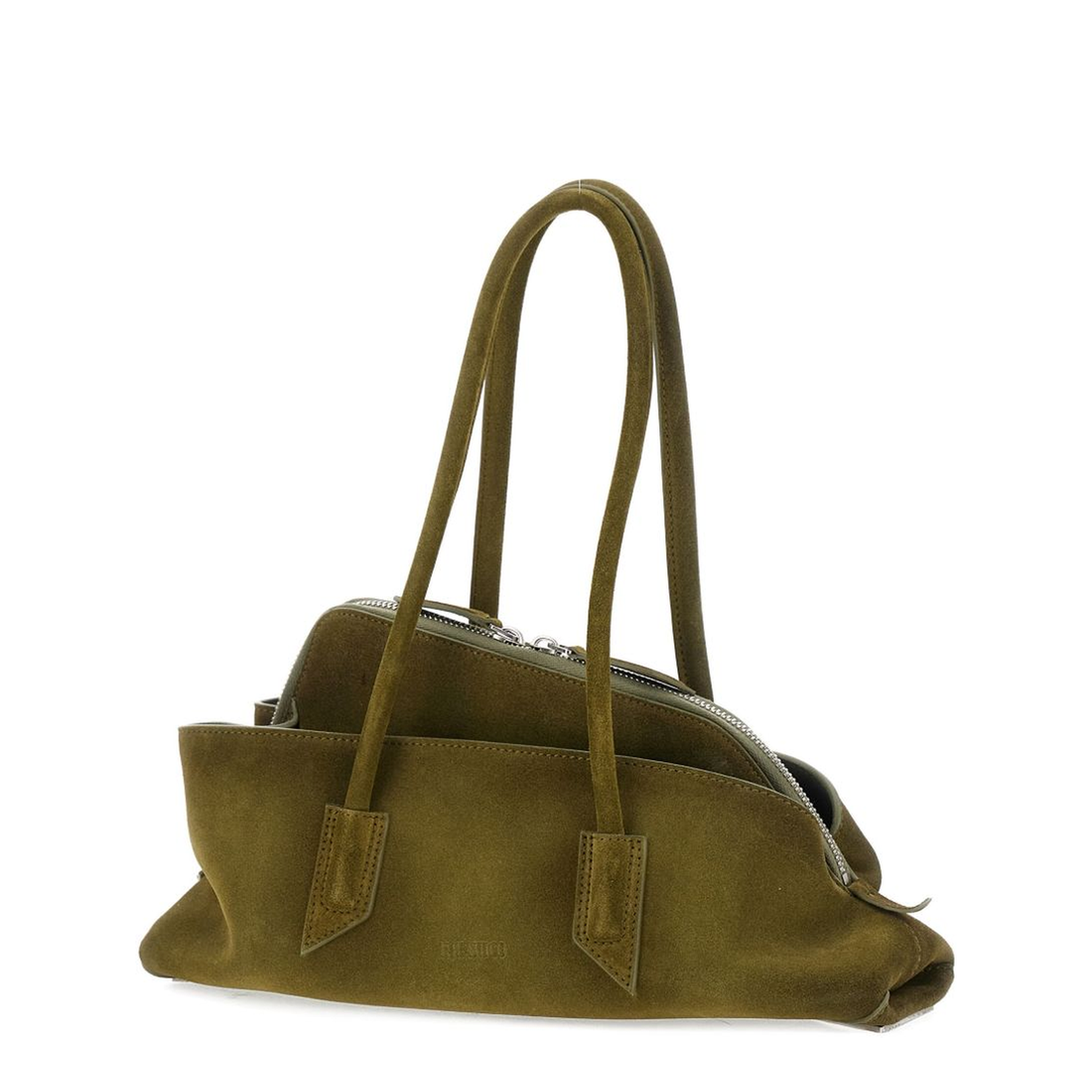 La Passeggiata Small Suede Shoulder Bag - Khaki - Image 1