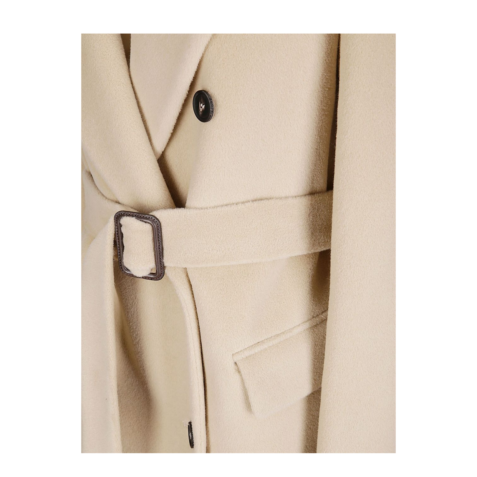 Wool Double-breasted Coat Beige - Image 2