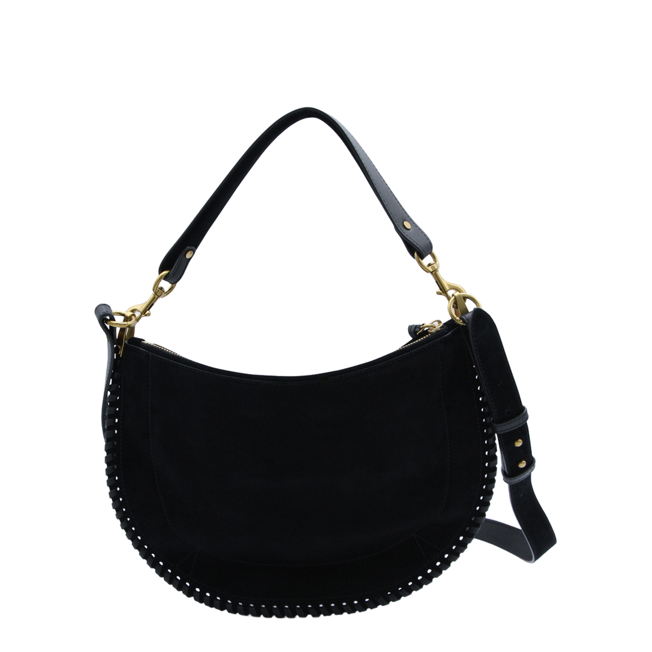 Oskan Soft Zip Smooth Studded Cowhide Leather Crossbody Bag - Black - Image 6