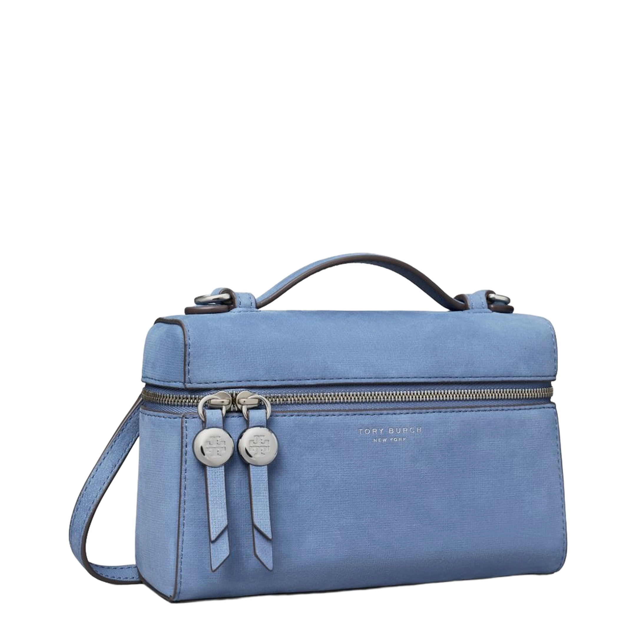 Romy Slim Nubuck Top Handle Crossbody - Soft Blue - Image 3