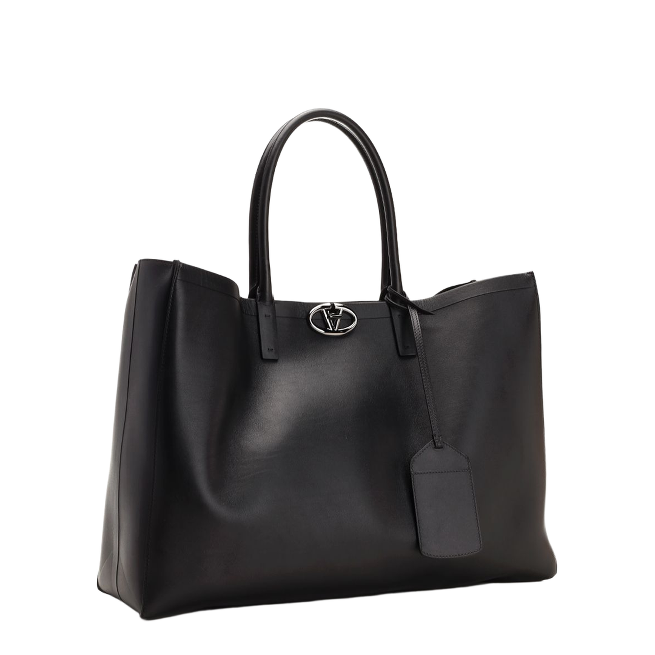 VLogo Calf Leather Shopping Bag - Nero - Image 4
