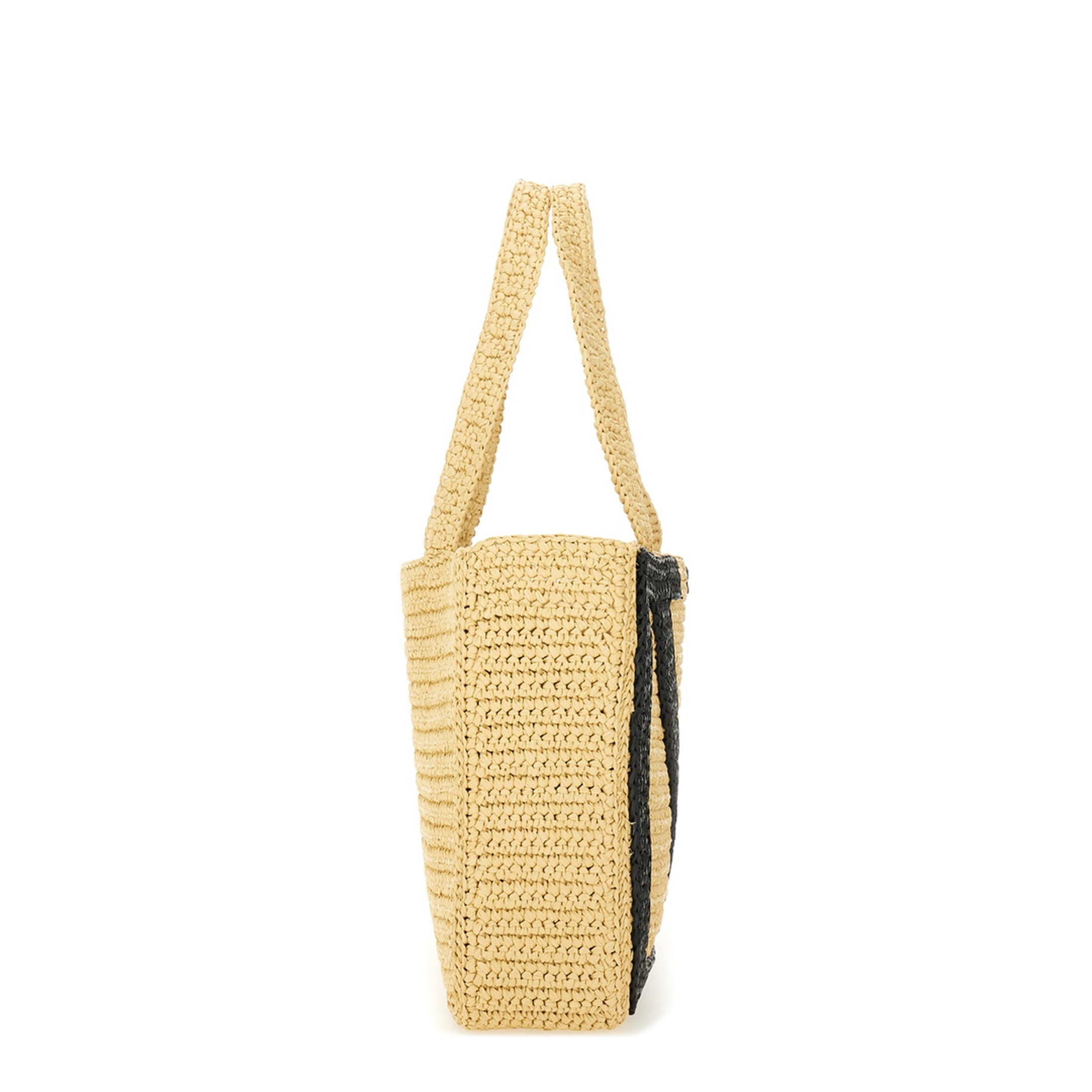 Medium Straw Tote - Saddle Brown/Natural/Rouge Pur - Image 3