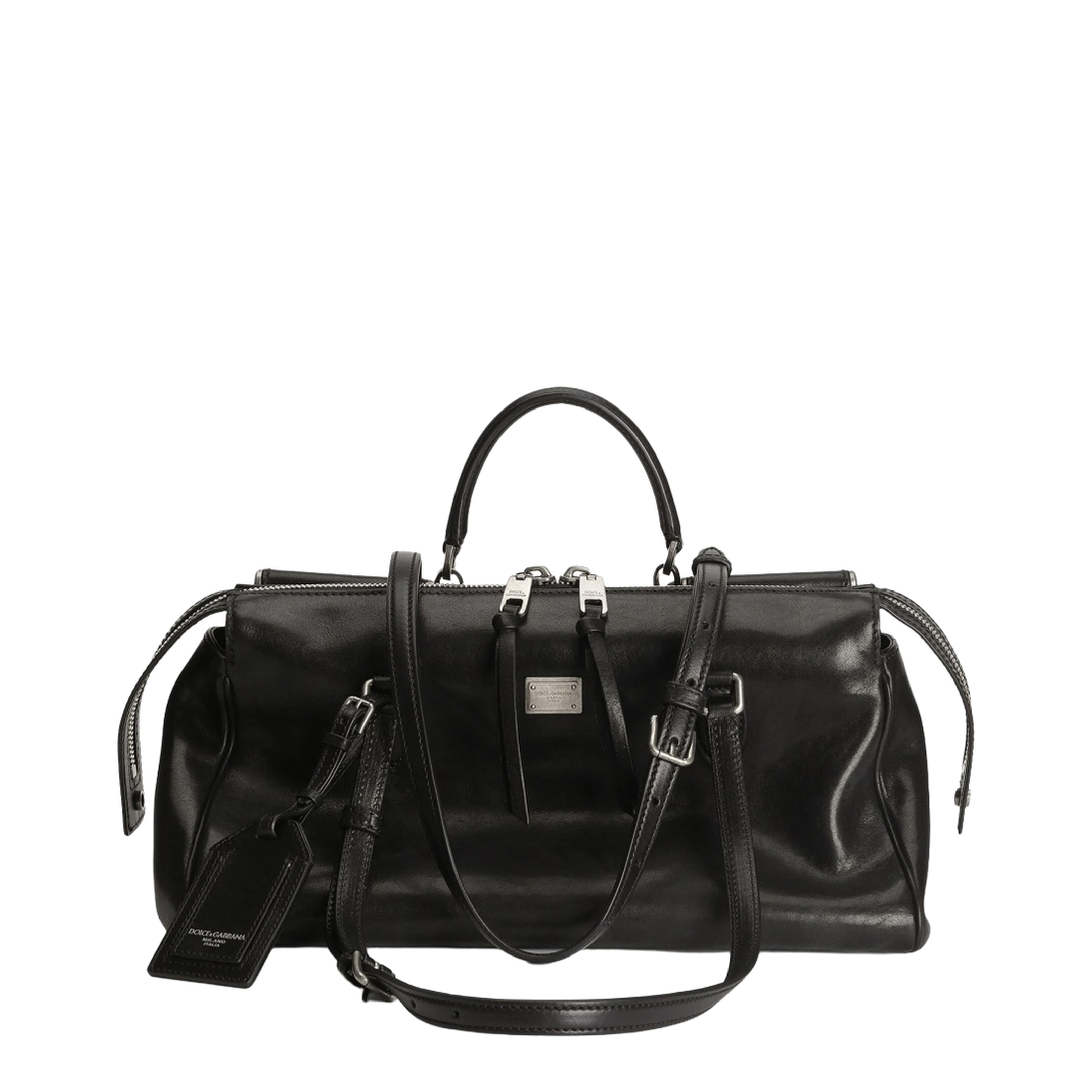 Vittoria Medium Calfskin Top Handle Bag - Black - Image 4