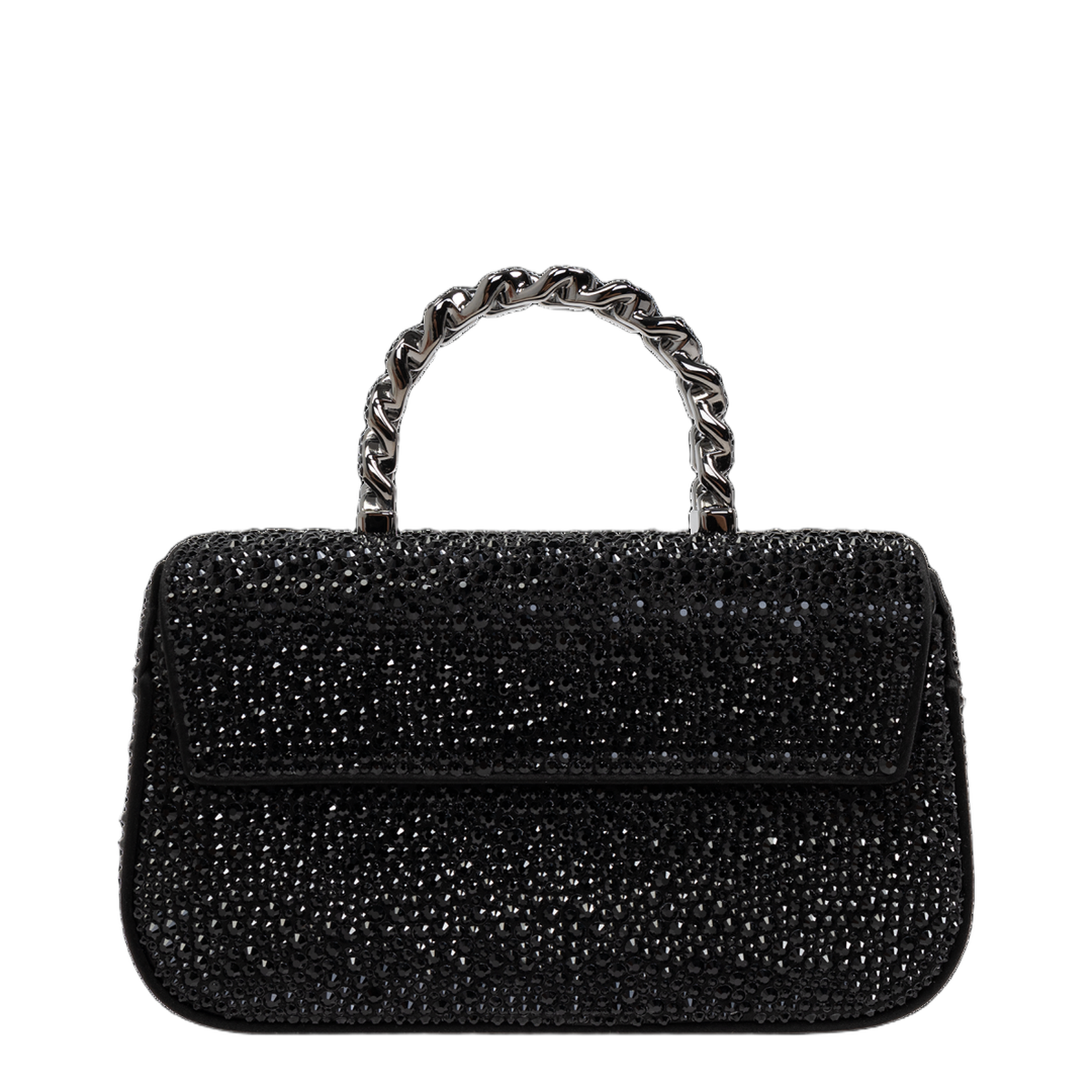 La Medusa Crystal-Embellished Satin Mini Bag - Black - Image 2