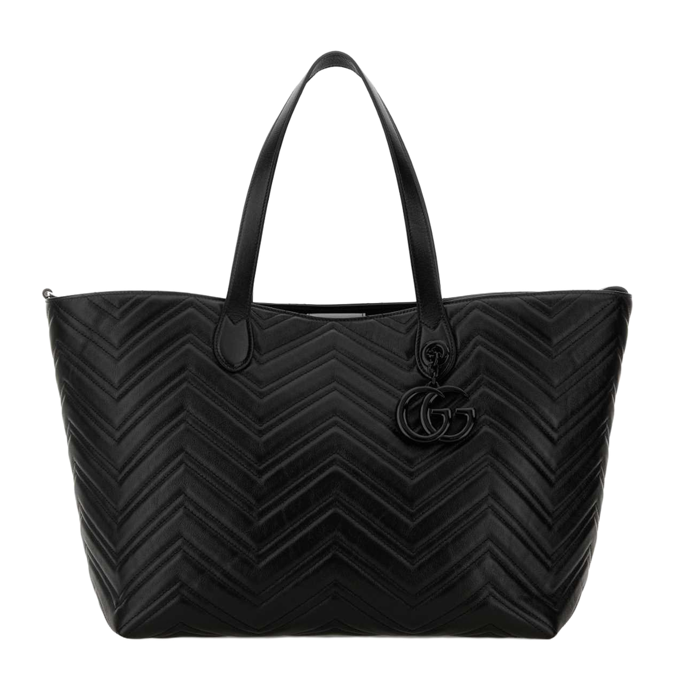 GG Marmont Large Matelassé Chevron Nappa Leather Tote - Black - Image 1