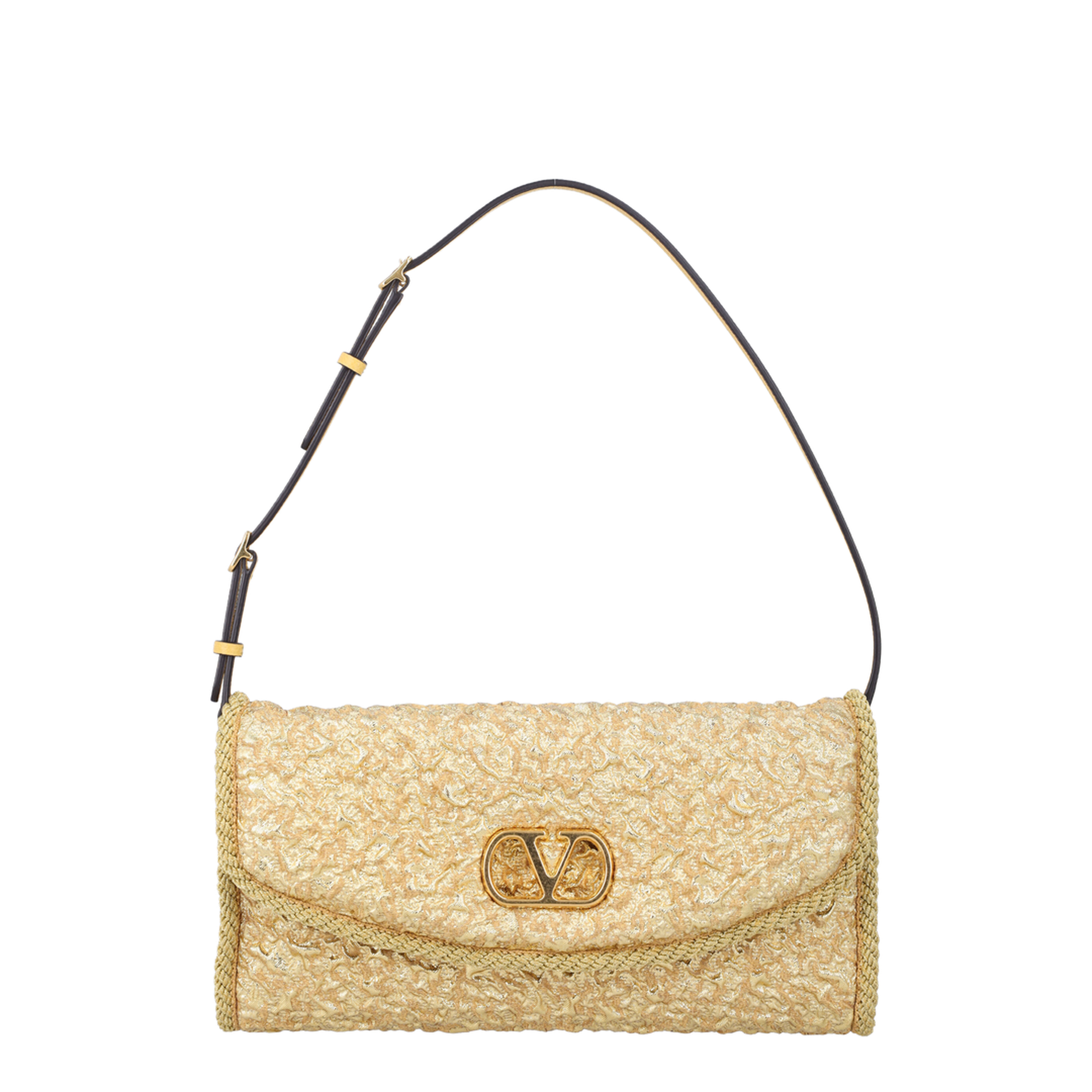 DeVain Small Cloqué Jacquard Shoulder Bag - Gold - Image 1