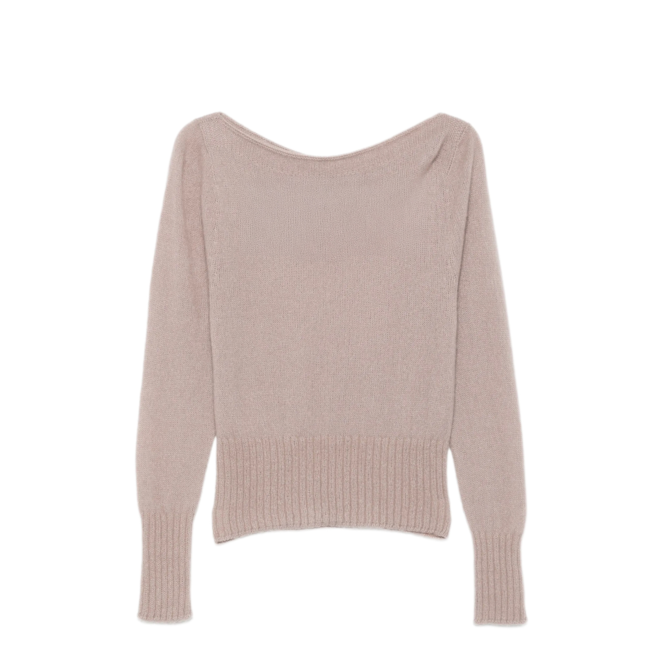 Long Sleeve Boat Neck Knit with Metal Plaque - Image 1