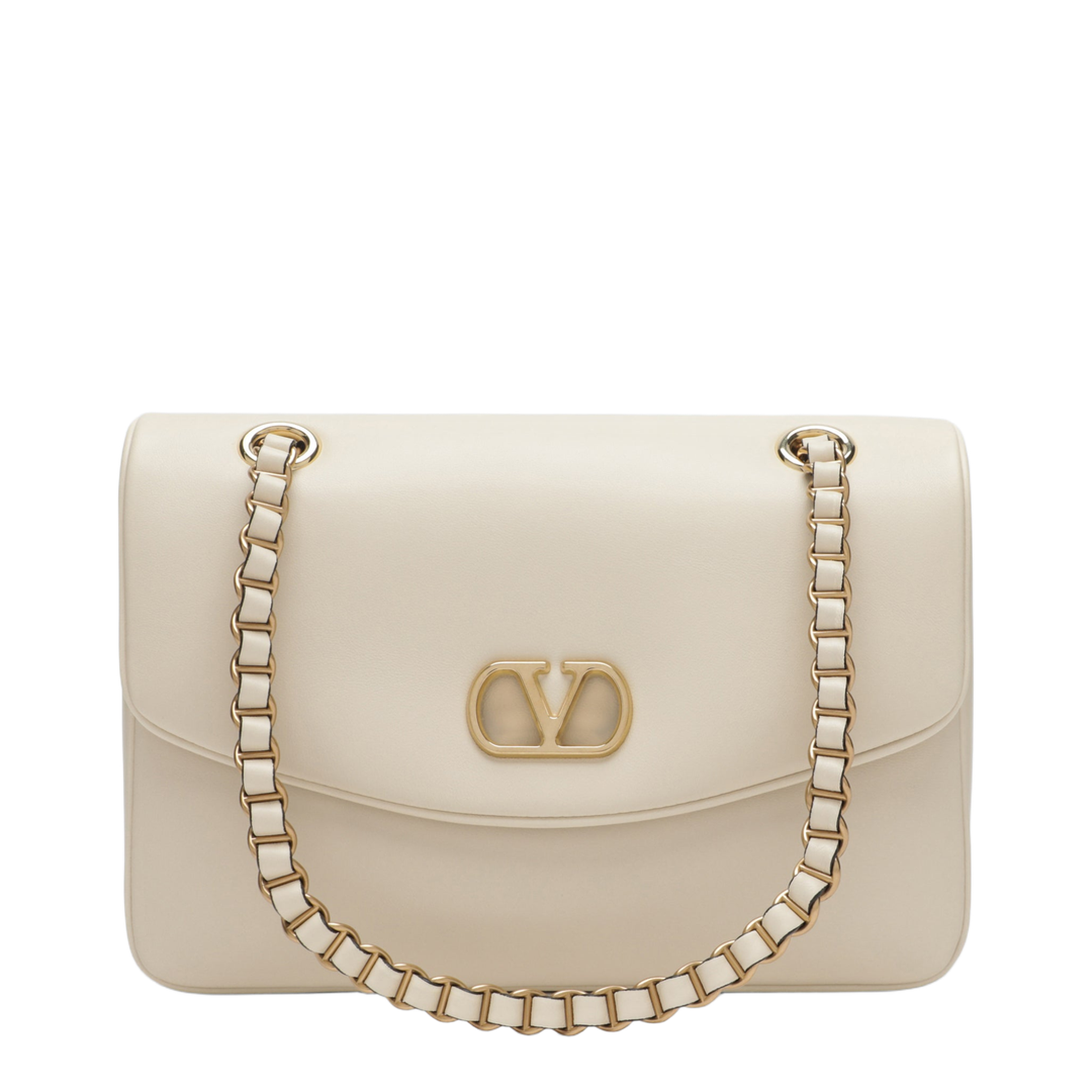 Djuna Medium Nappa Leather Chain Shoulder Bag - Ren Ivory White - Image 1