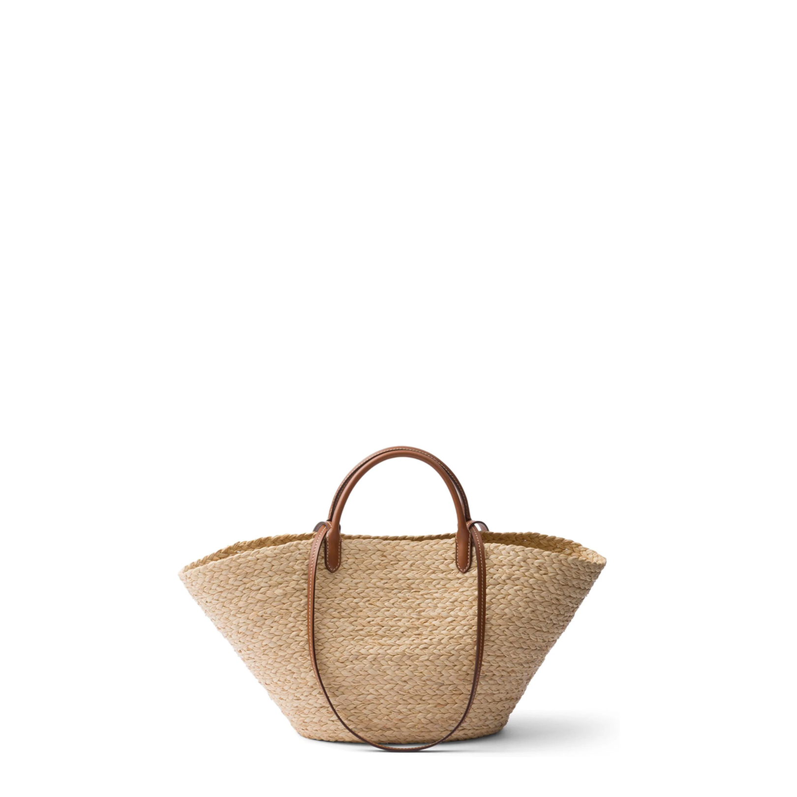 Shopping Large Raffia and Leather Shopping Bag - Naturale+Cognac - Image 2