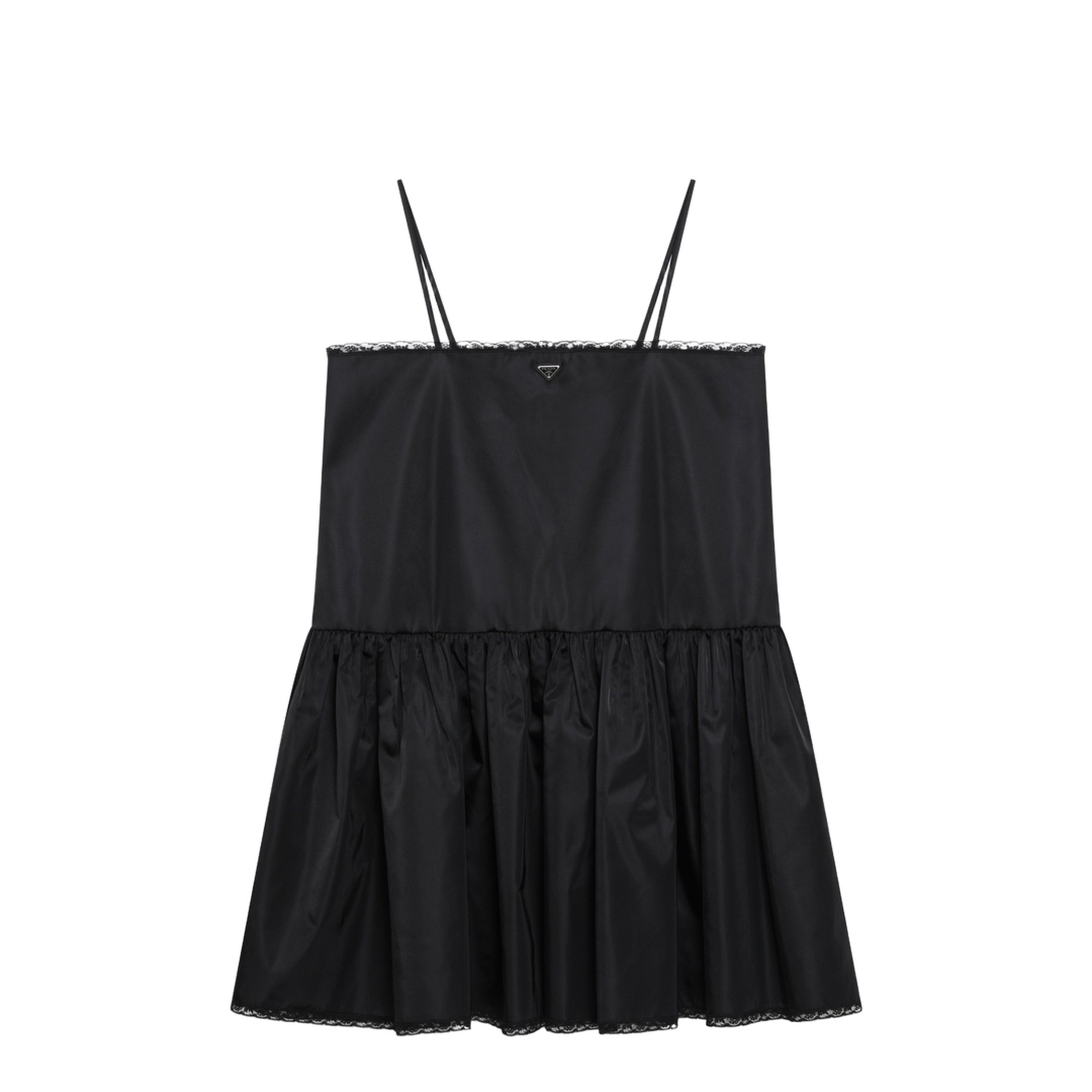 Black Mini Dress In Re-Nylon And Lace - Image 1